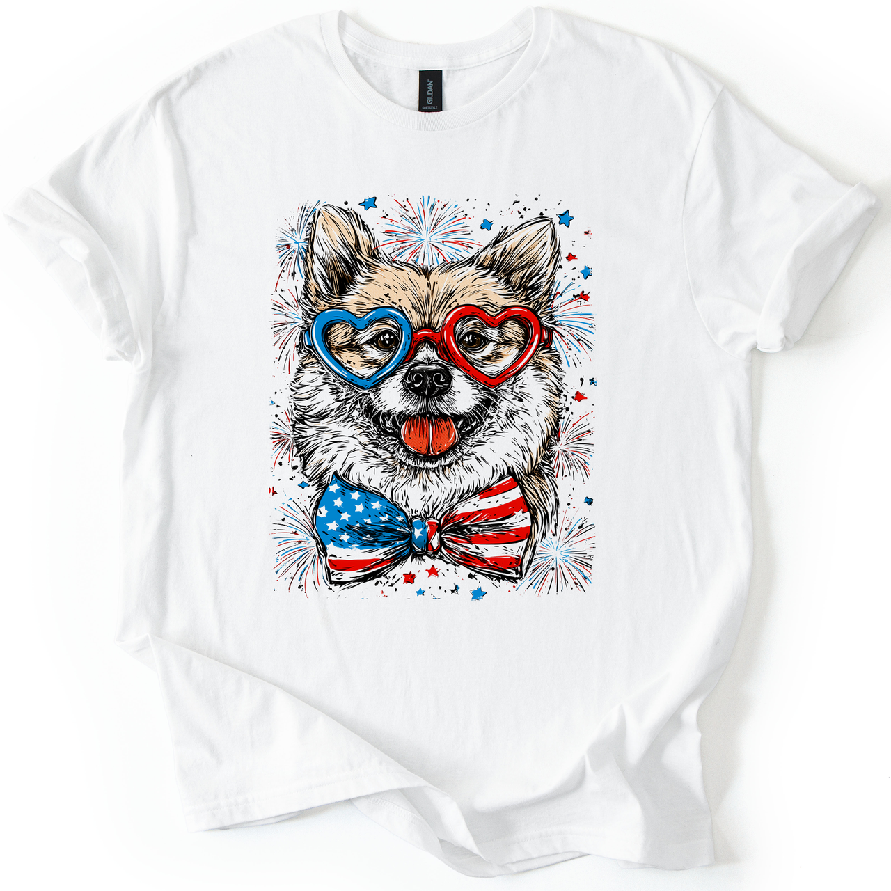 Shiba Inu Patriotic Dog USA Pride For Pet Lovers Fourth Of July Americana Celebration Graphic Tee