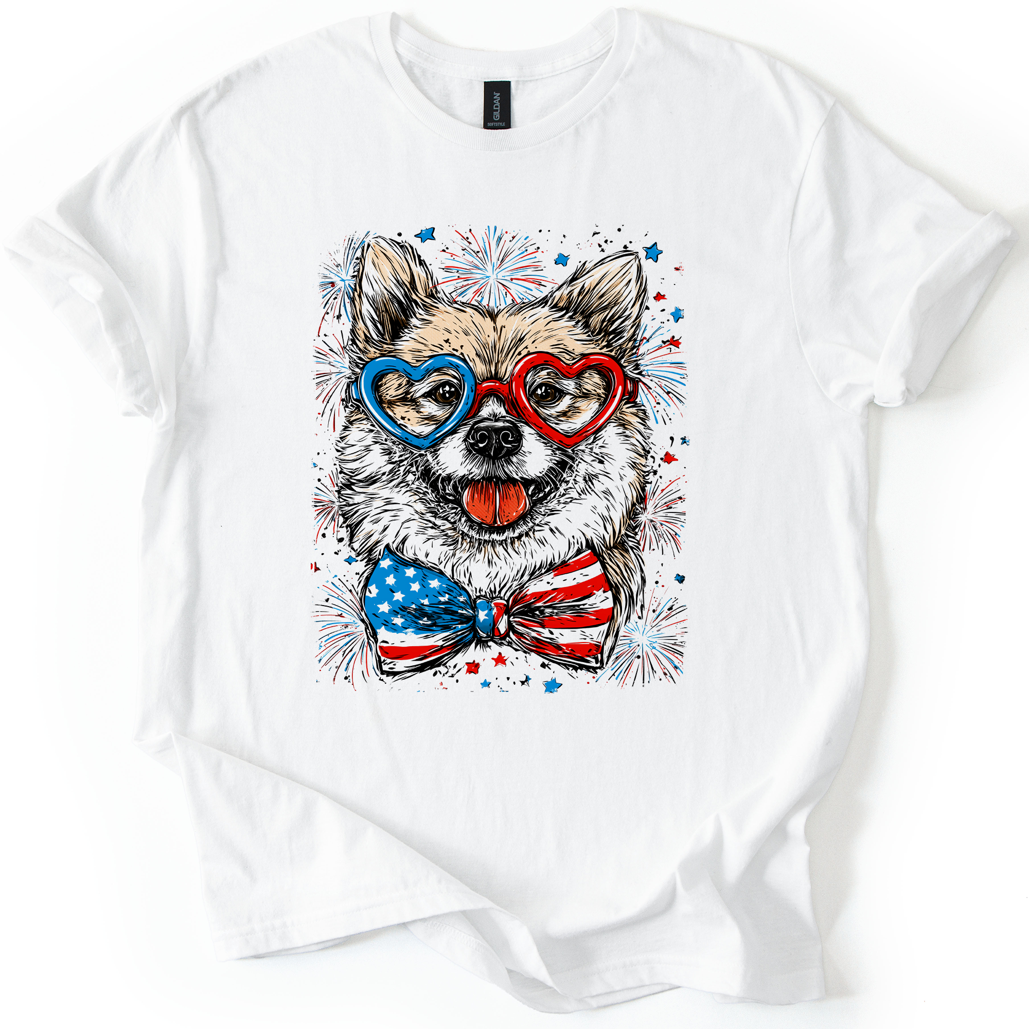 Shiba Inu Patriotic Dog USA Pride For Pet Lovers Fourth Of July Americana Celebration Graphic Tee