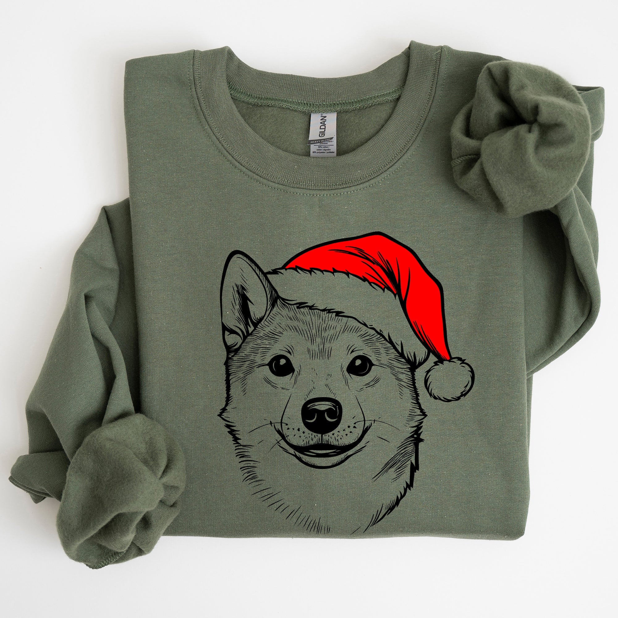 Shiba Inu Santa Claus Christmas Dog Lover Pet Portrait Holiday Joyful Sweatshirt