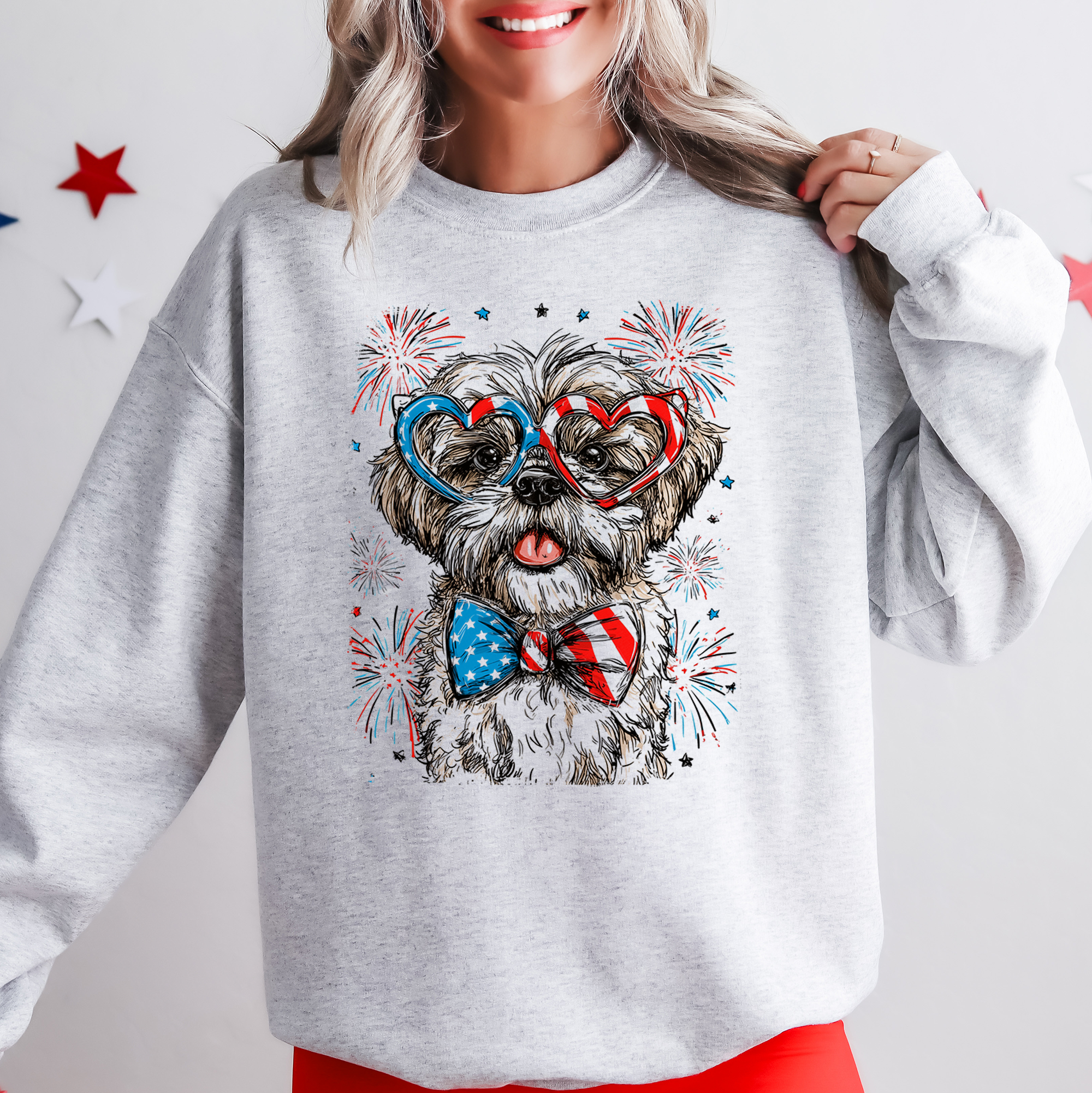 Shih Tzu Patriotic Dog USA America Pet Lover 4th Of July Independence Day Celebration Sweatshirt