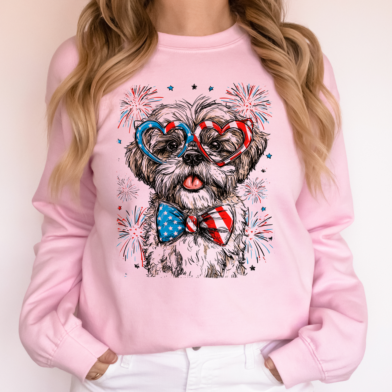 Shih Tzu Patriotic Dog USA America Pet Lover 4th Of July Independence Day Celebration Sweatshirt