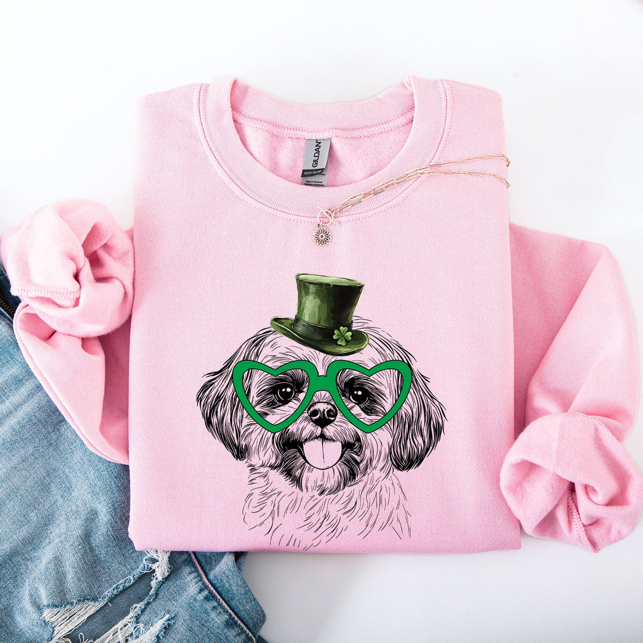 Shih Tzu Adorable Dog St Patrick's Day Lucky Irish Celtic Clover Design Sweatshirt