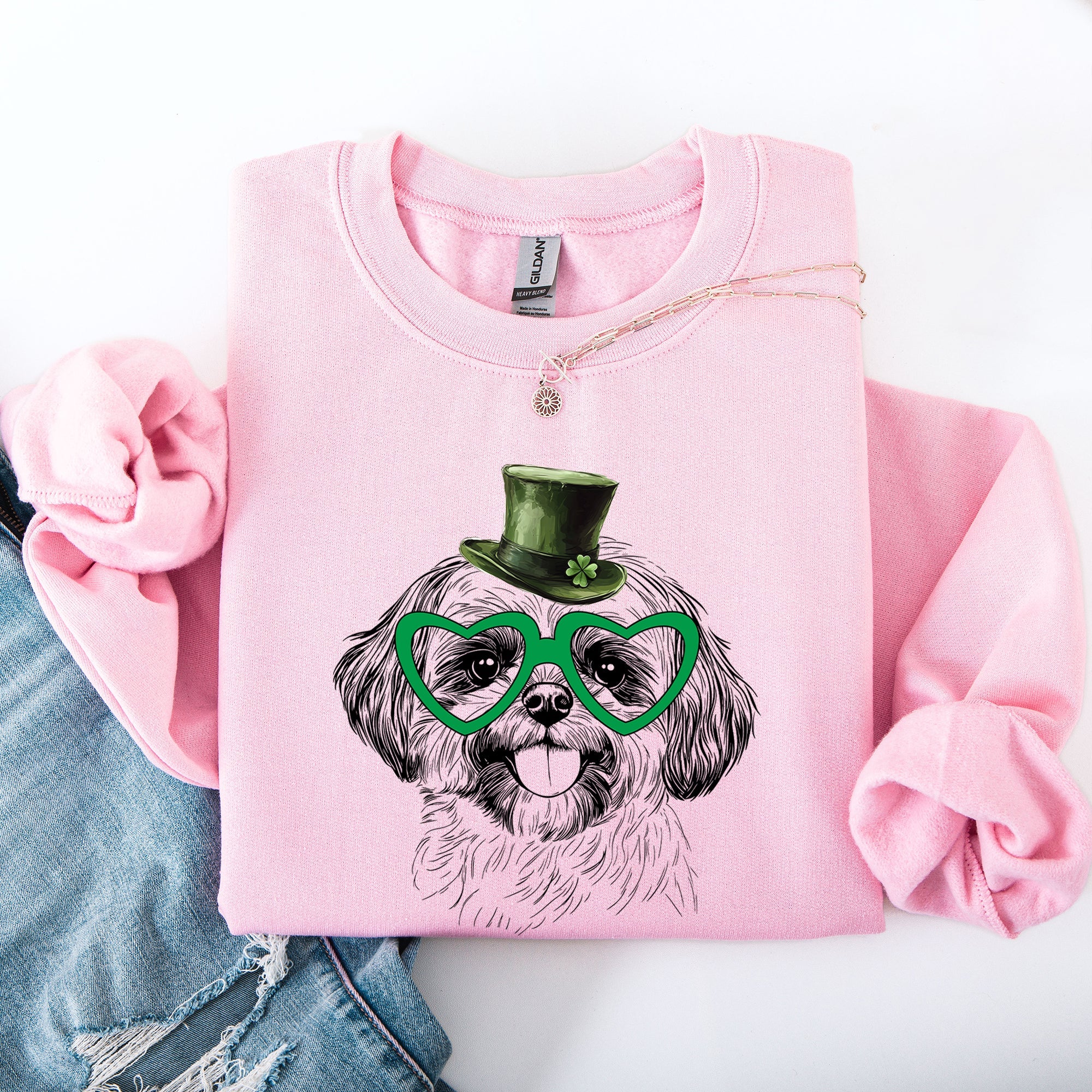 Shih Tzu Adorable Dog St Patrick's Day Lucky Irish Celtic Clover Design Sweatshirt