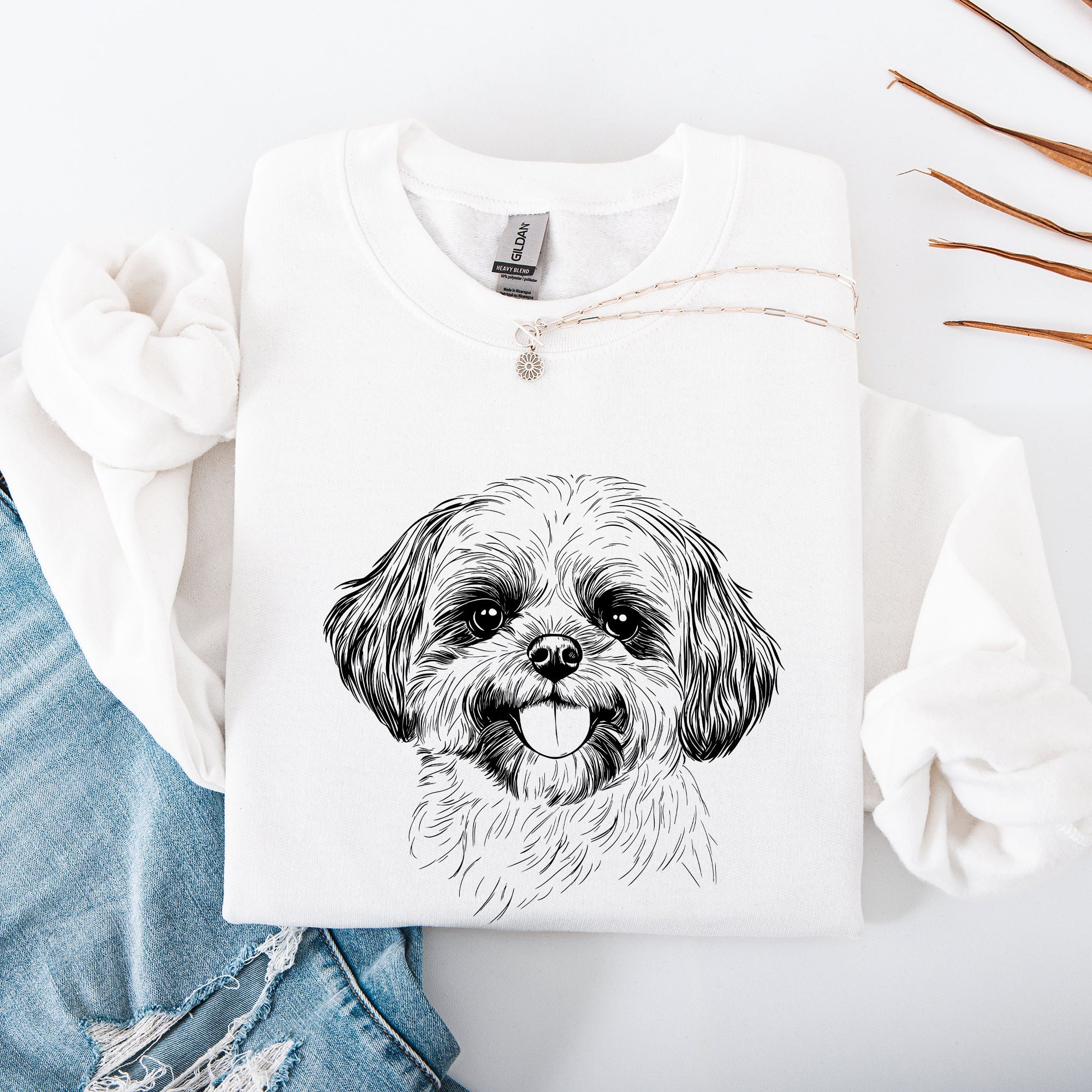 Shih Tzu Lover Dog Breed Portrait And Mascot Art For Pet Parents Everywhere Sweatshirt