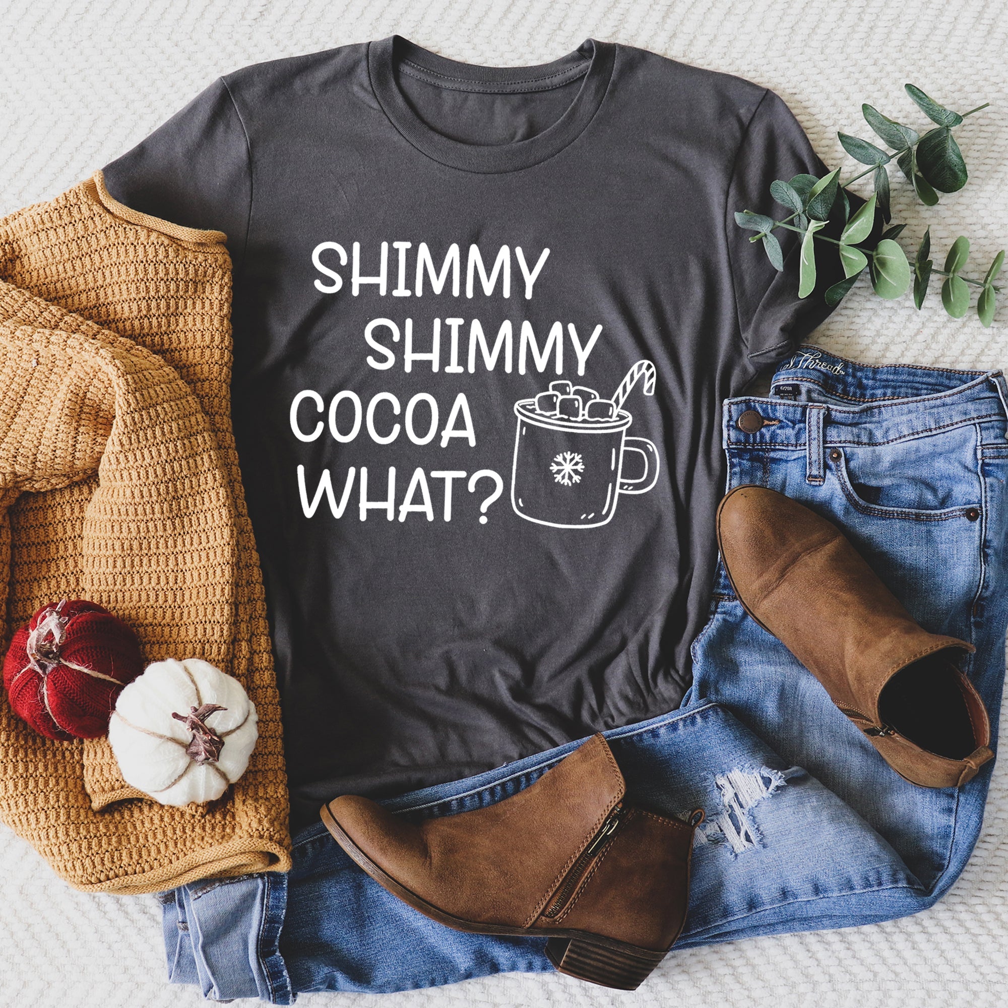 Shimmy Shimmy Hot Chocolate Winter Christmas Cozy Vintage Seasonal Holiday Graphic Tee