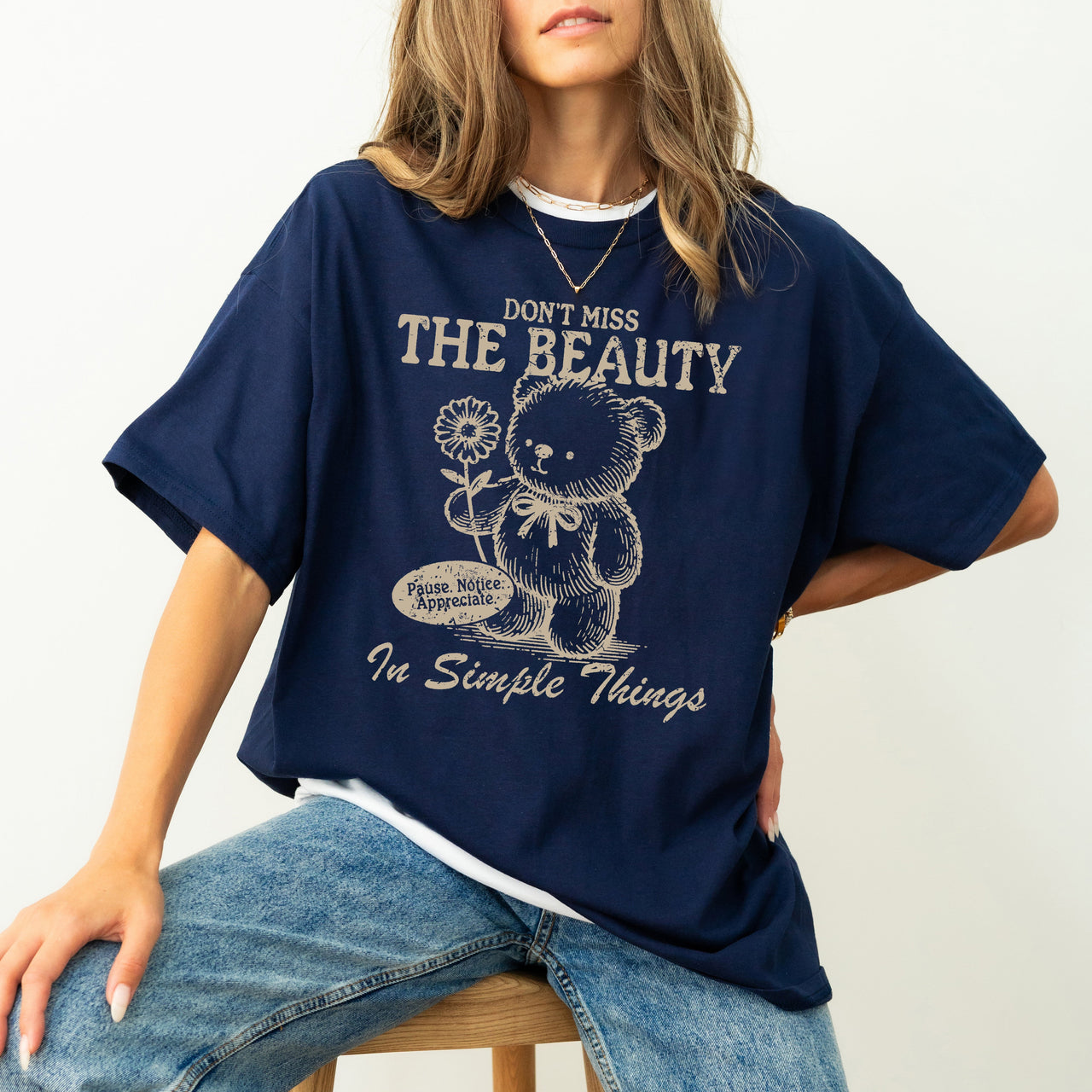 Simple Things Beautiful Teddy Bear Mental Health Meme Aesthetic Comfort Colors Tee