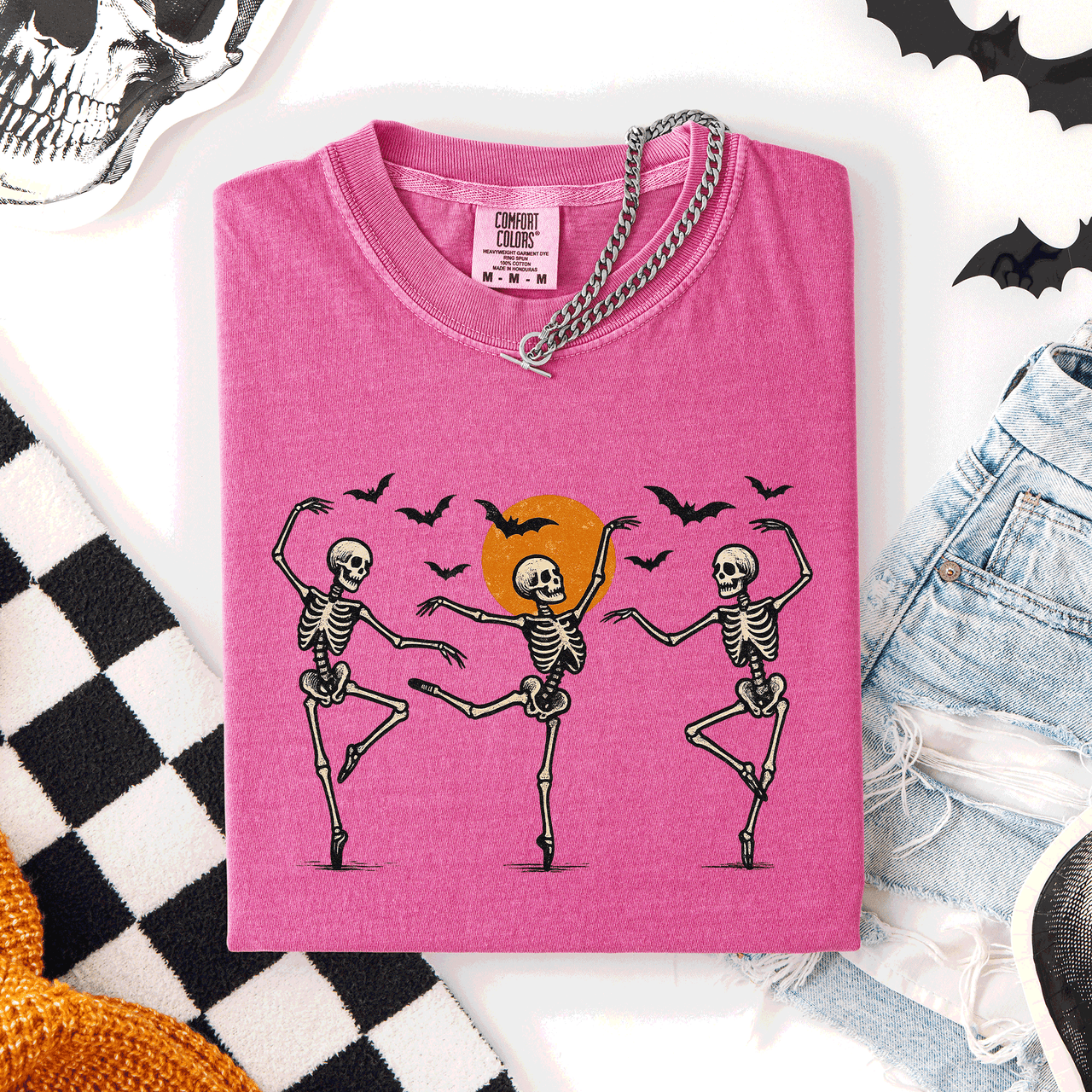 Skeleton Dancers Halloween Night Parade Of Spooky Silhouettes Comfort Colors Tee