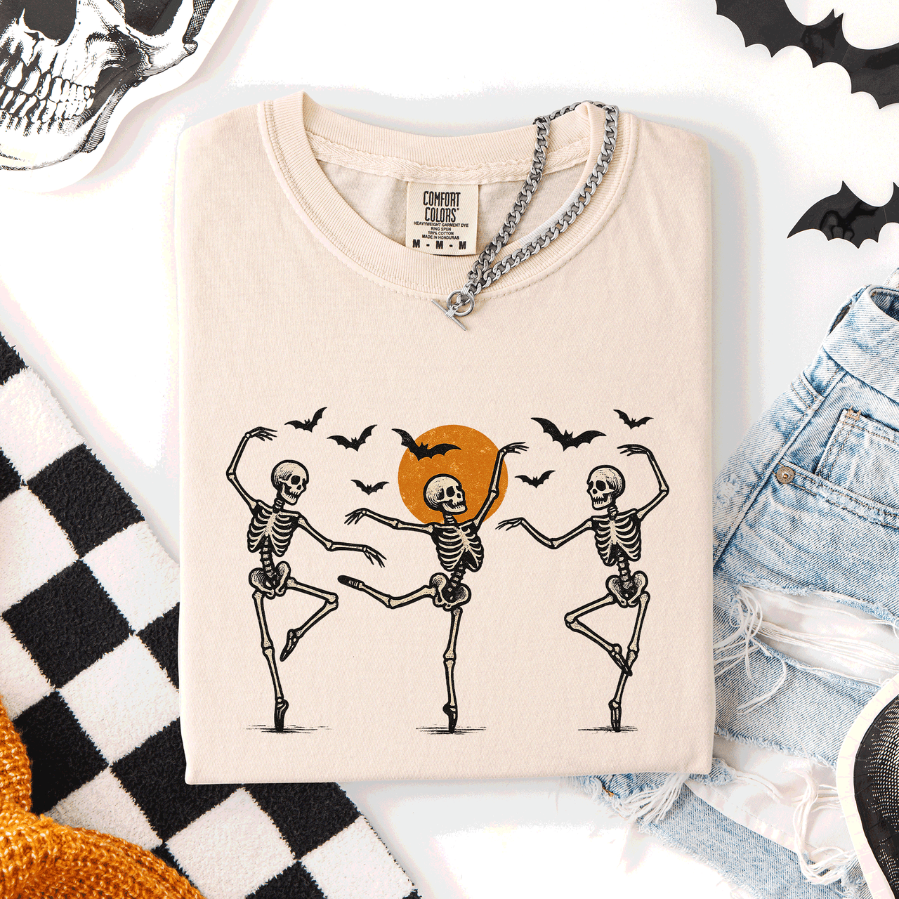 Skeleton Dancers Halloween Night Parade Of Spooky Silhouettes Comfort Colors Tee