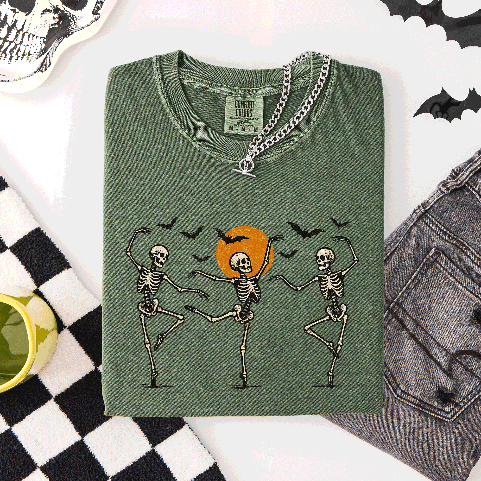 Skeleton Dancers Halloween Night Parade Of Spooky Silhouettes Comfort Colors Tee