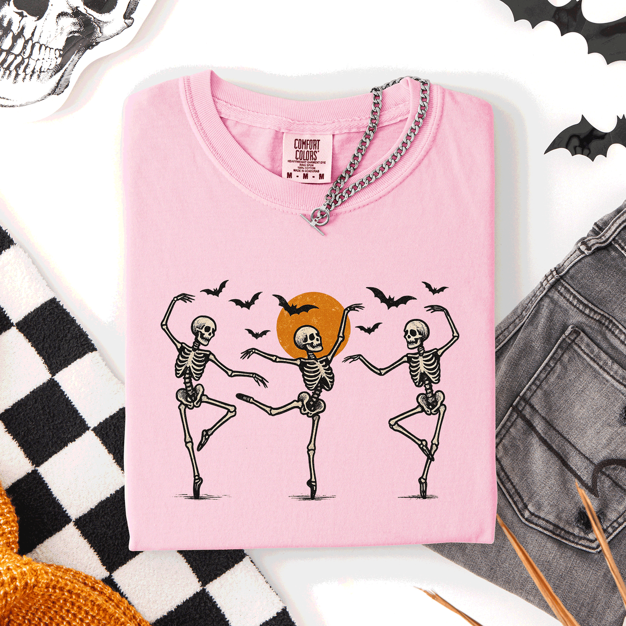 Skeleton Dancers Halloween Night Parade Of Spooky Silhouettes Comfort Colors Tee