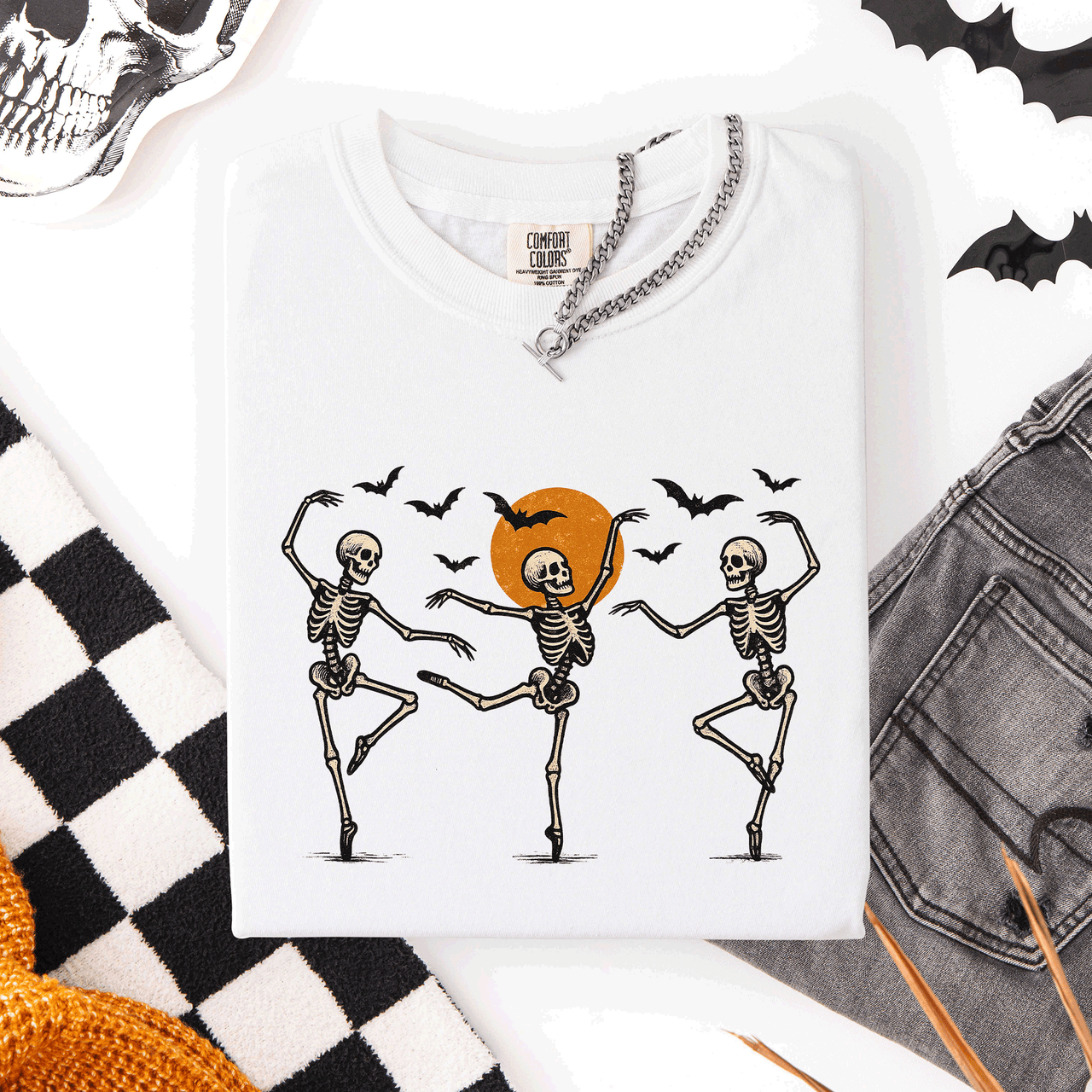 Skeleton Dancers Halloween Night Parade Of Spooky Silhouettes Comfort Colors Tee
