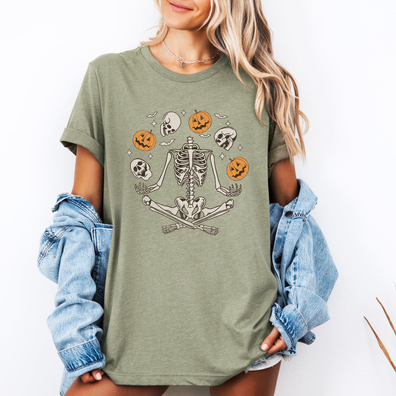 Skeleton Dancers Juggling Jack-O-Lanterns In Halloween Night Parade Of Spooky Fun Graphic Tee