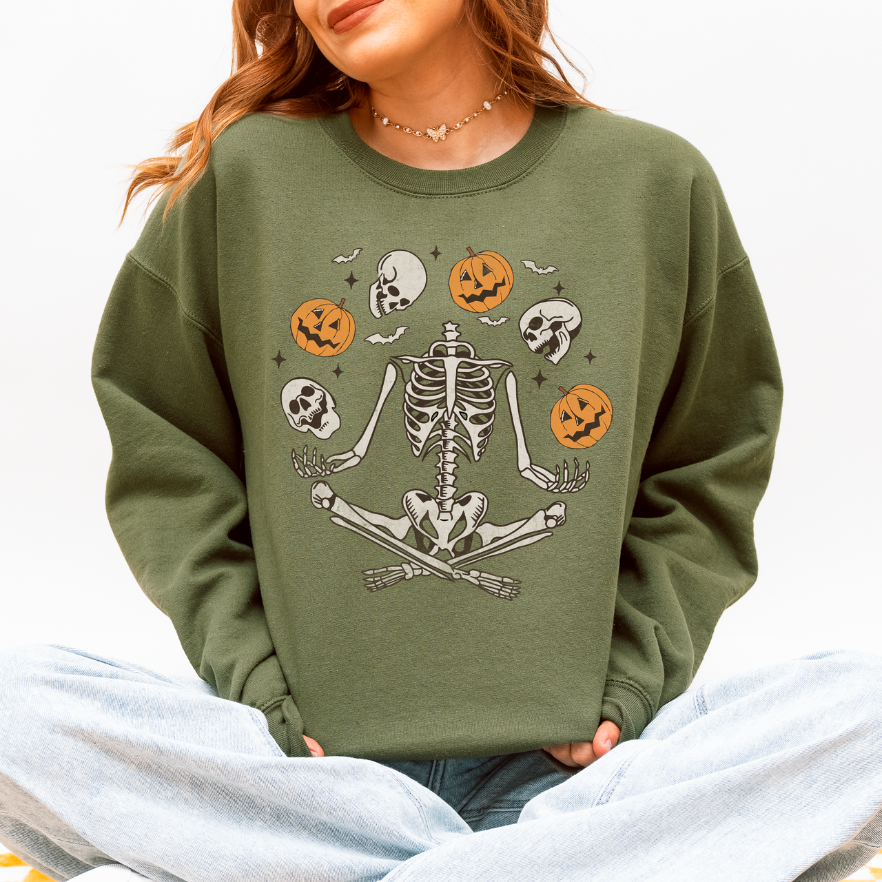 Skeleton, Juggling, Halloween, Jack-O-Lantern Sweatshirt