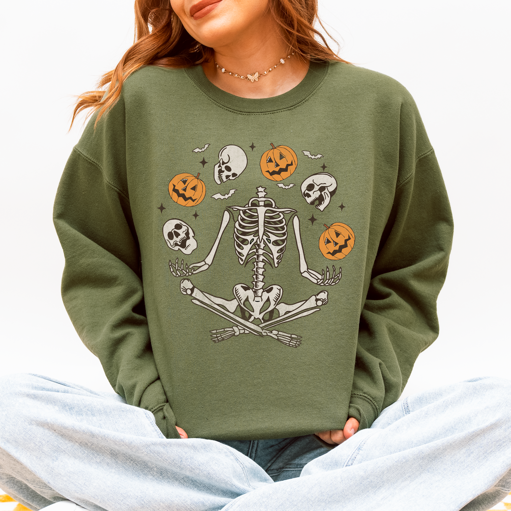 Skeleton, Juggling, Halloween, Jack-O-Lantern Sweatshirt