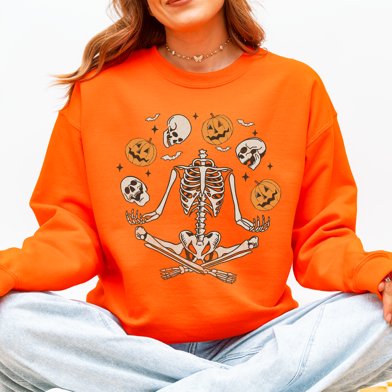 Skeleton, Juggling, Halloween, Jack-O-Lantern Sweatshirt