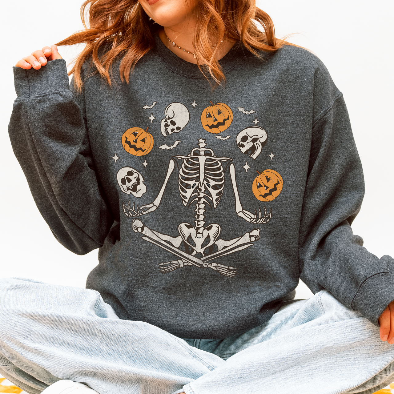 Skeleton, Juggling, Halloween, Jack-O-Lantern Sweatshirt