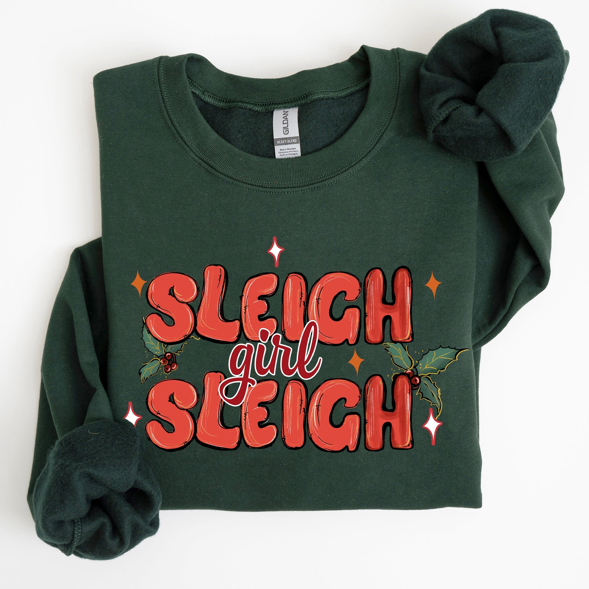 Sleigh Girl Sleigh Christmas Holly Retro Santa Xmas Festive Holiday Vintage Sweatshirt