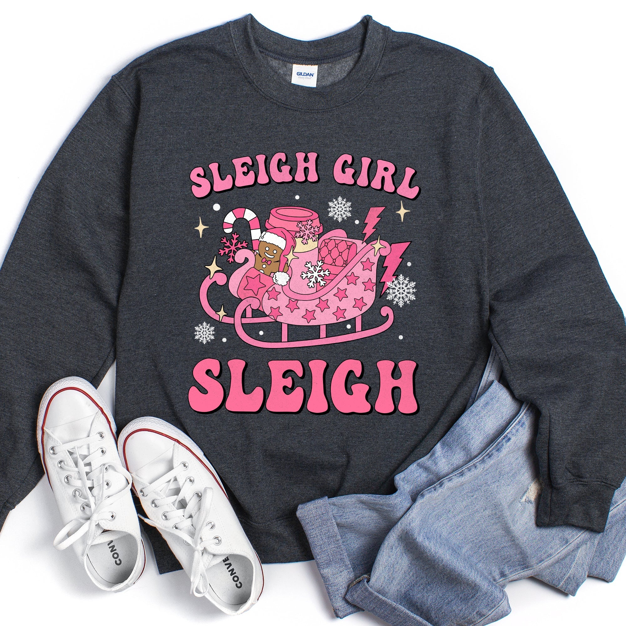 Special Edition Sleigh Girl Sleigh Christmas Retro Cozy Vintage Holiday Graphic Sweatshirt