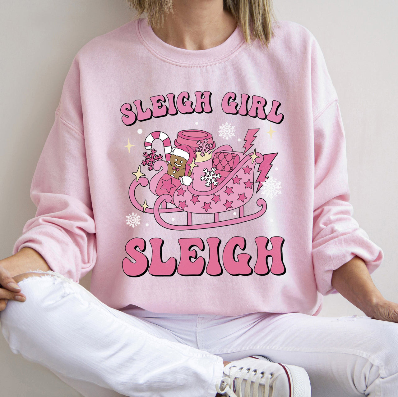 Special Edition Sleigh Girl Sleigh Christmas Retro Cozy Vintage Holiday Graphic Sweatshirt
