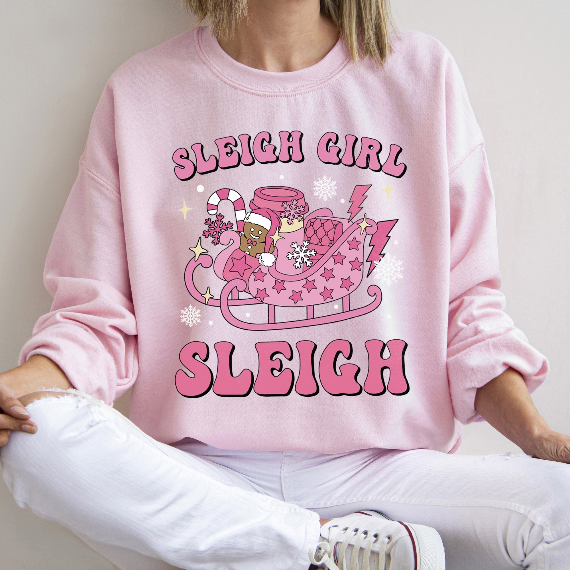 Special Edition Sleigh Girl Sleigh Christmas Retro Cozy Vintage Holiday Graphic Sweatshirt