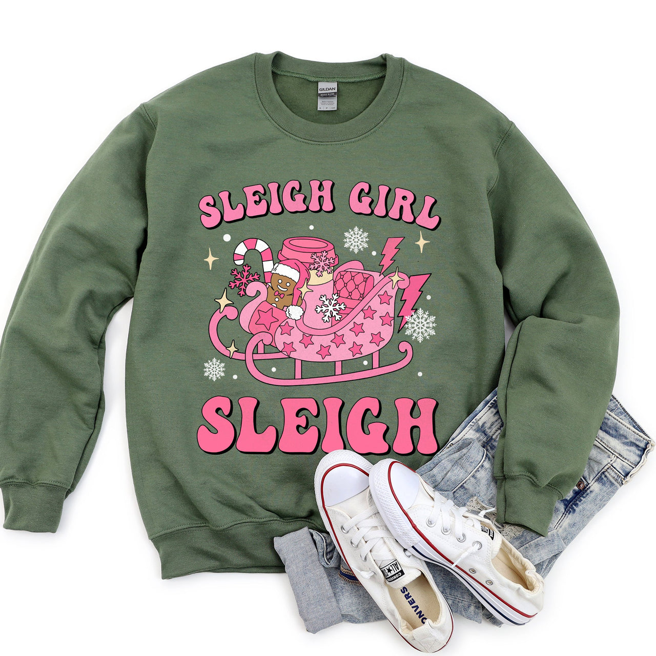 Special Edition Sleigh Girl Sleigh Christmas Retro Cozy Vintage Holiday Graphic Sweatshirt