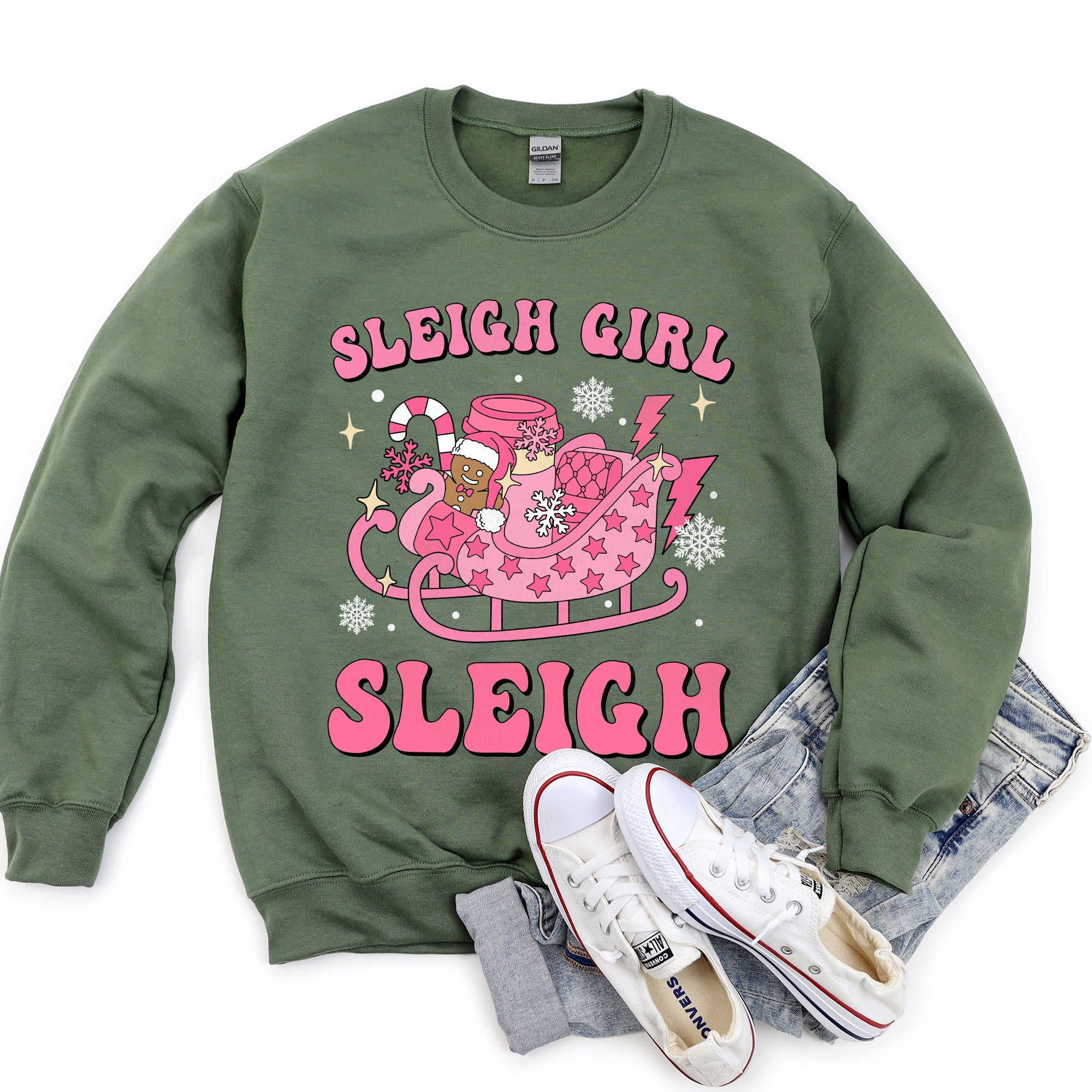Special Edition Sleigh Girl Sleigh Christmas Retro Cozy Vintage Holiday Graphic Sweatshirt