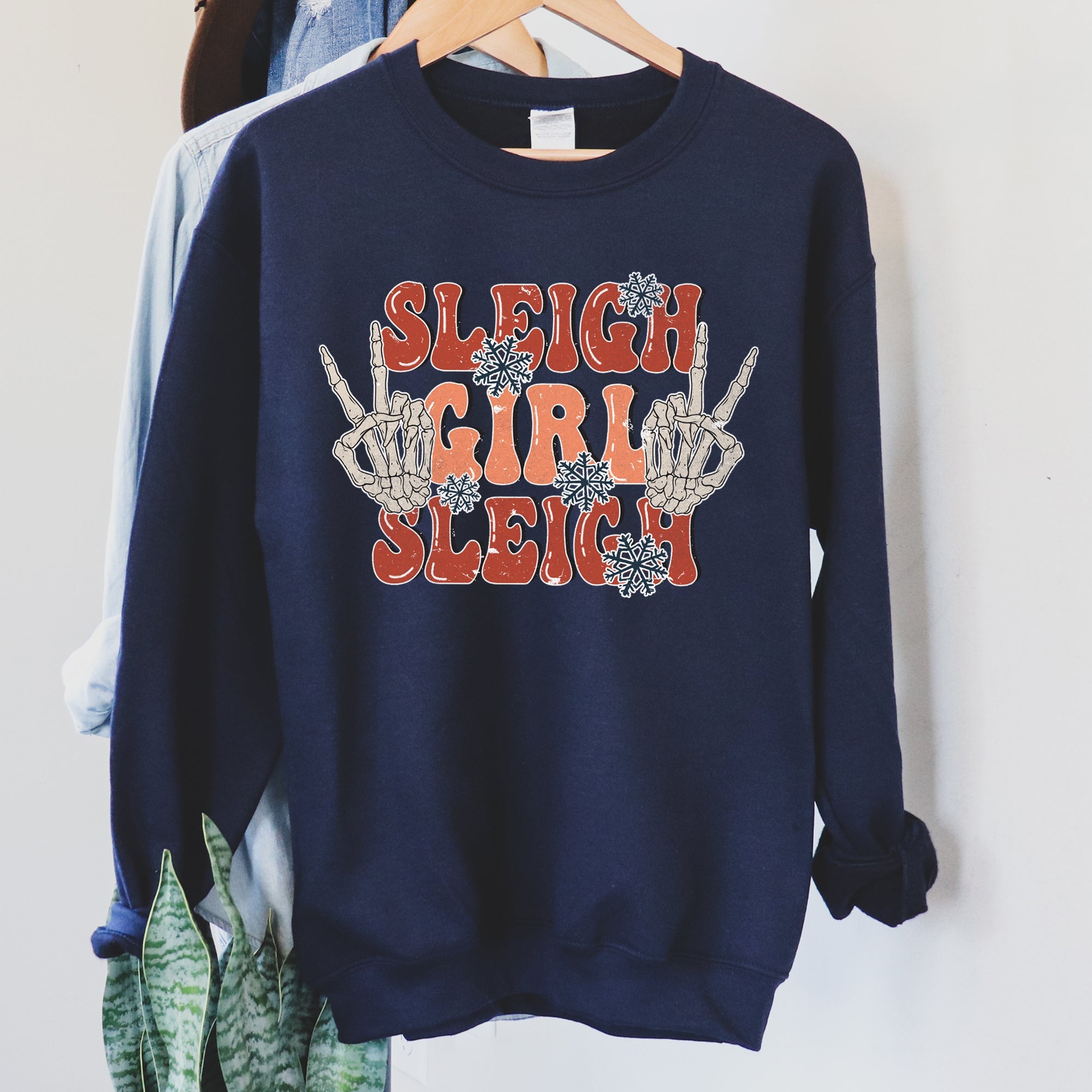 Sleigh Girl Sleigh Skeleton Christmas Cozy Holiday Spirit Premium Edition Sweatshirt