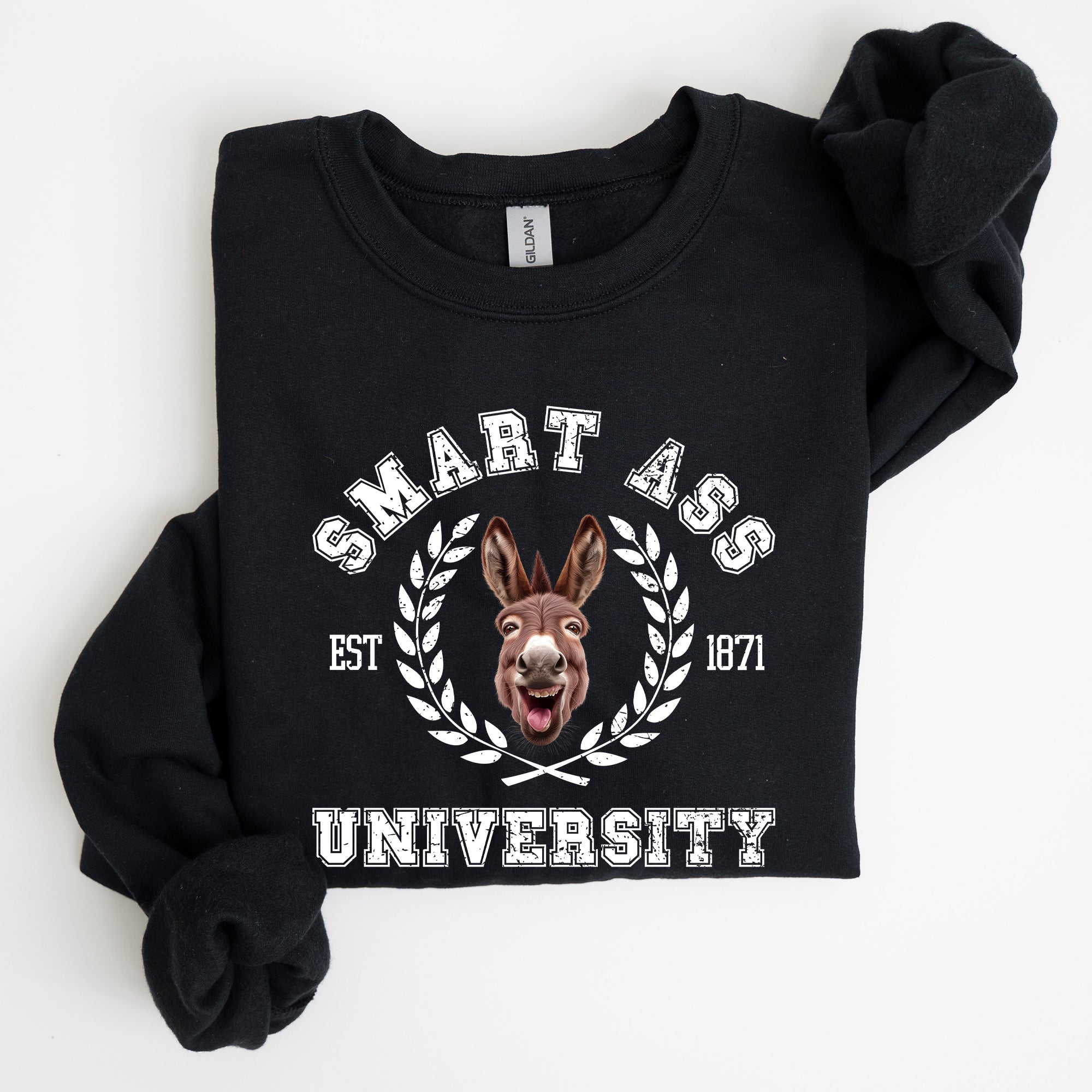 Smart Ass University Donkey Sarcastic College Meme Funny Graphic Quote Sweatshirt