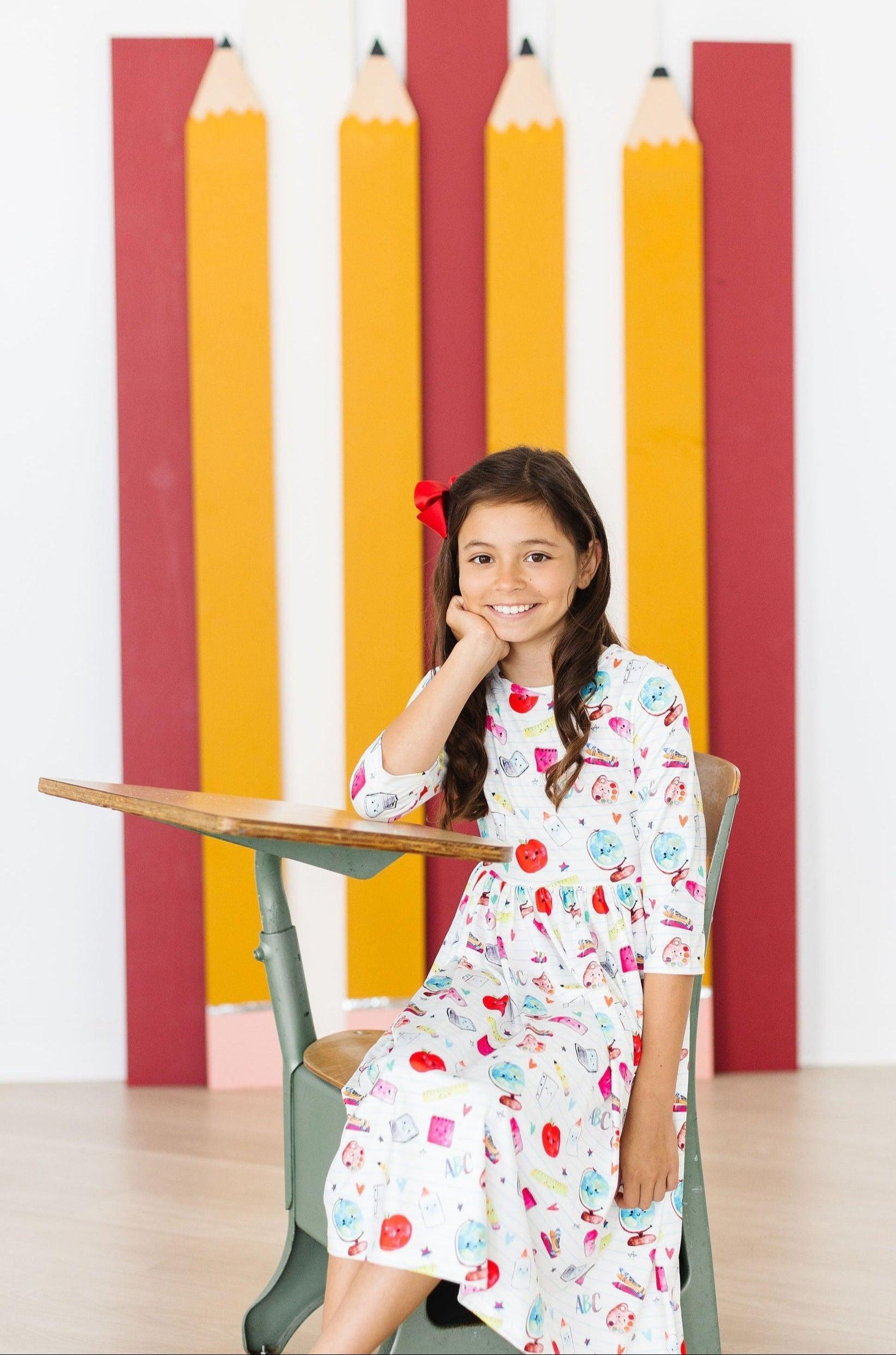 Smarty Pants 3/4 Sleeve Pocket Twirl Dress
