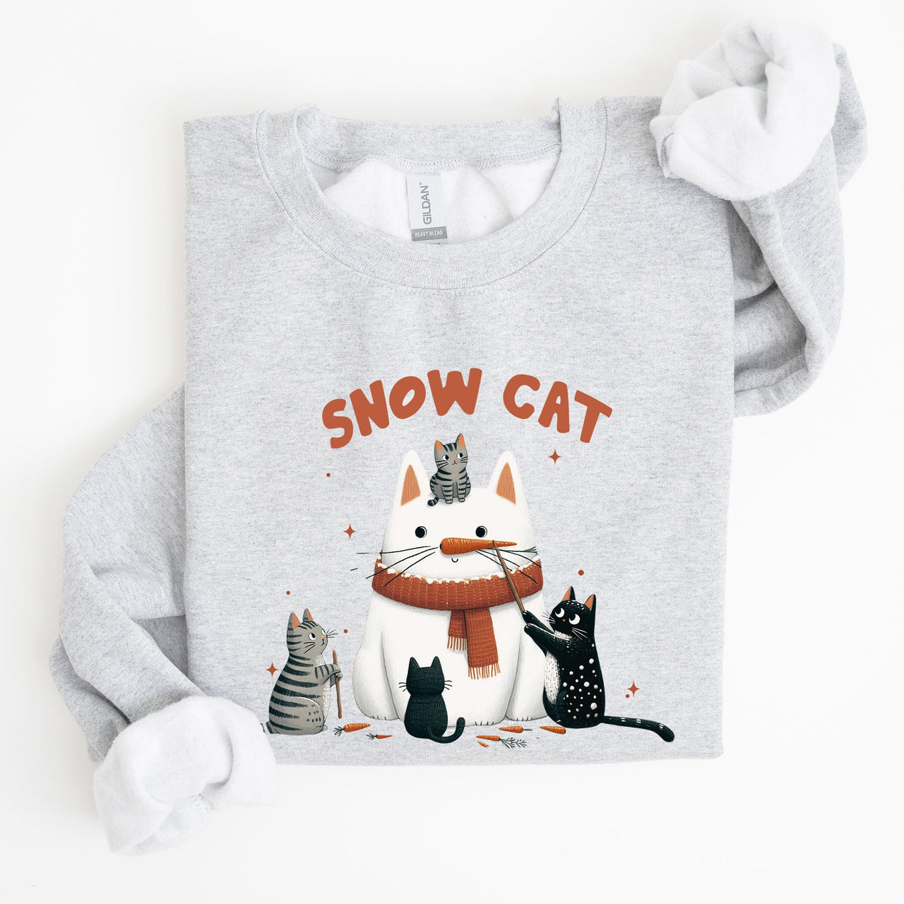 Snow Cat Snowman Cats Christmas Winter Festive Cozy Sweatshirt For Holiday Season