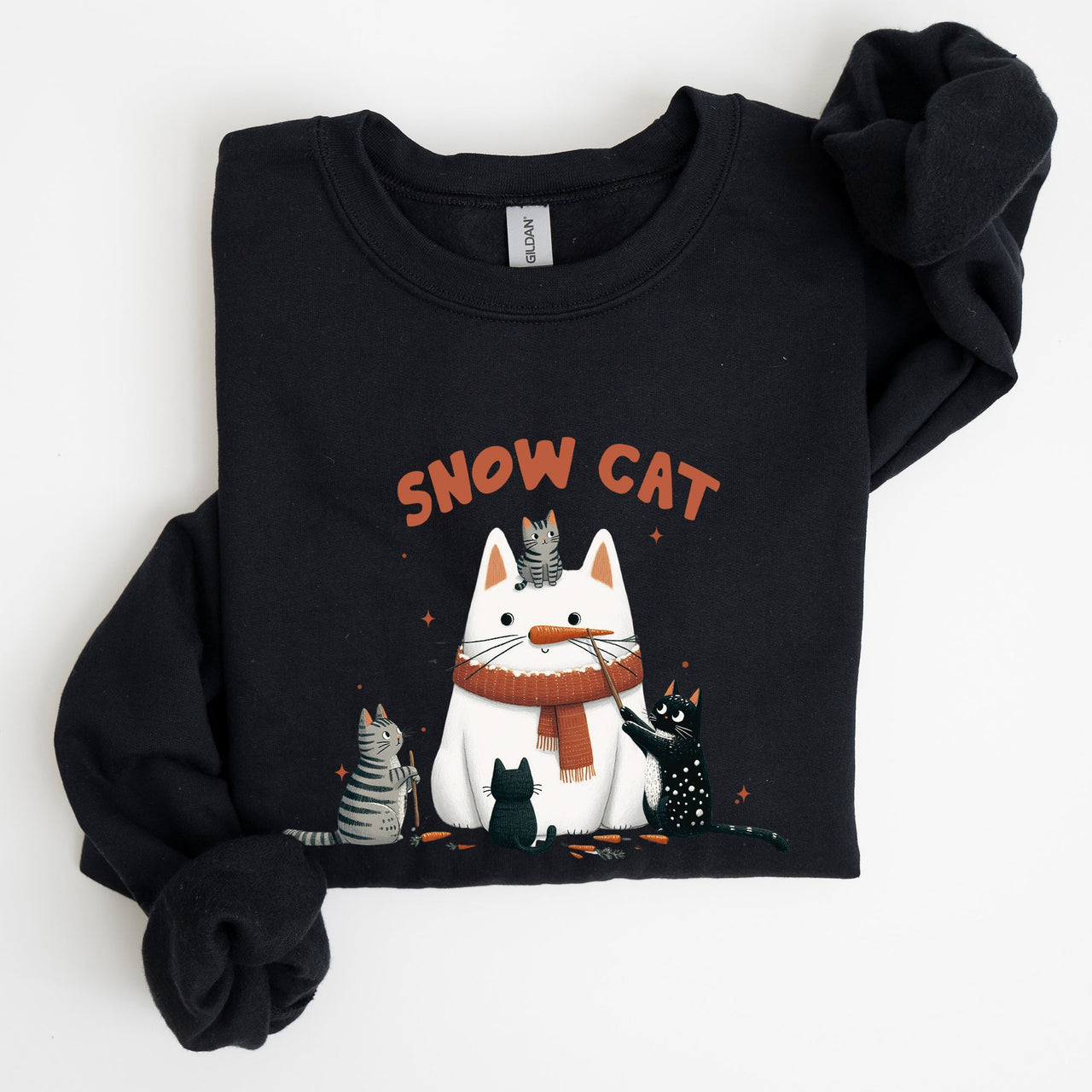 Snow Cat Snowman Cats Christmas Winter Festive Cozy Sweatshirt For Holiday Season