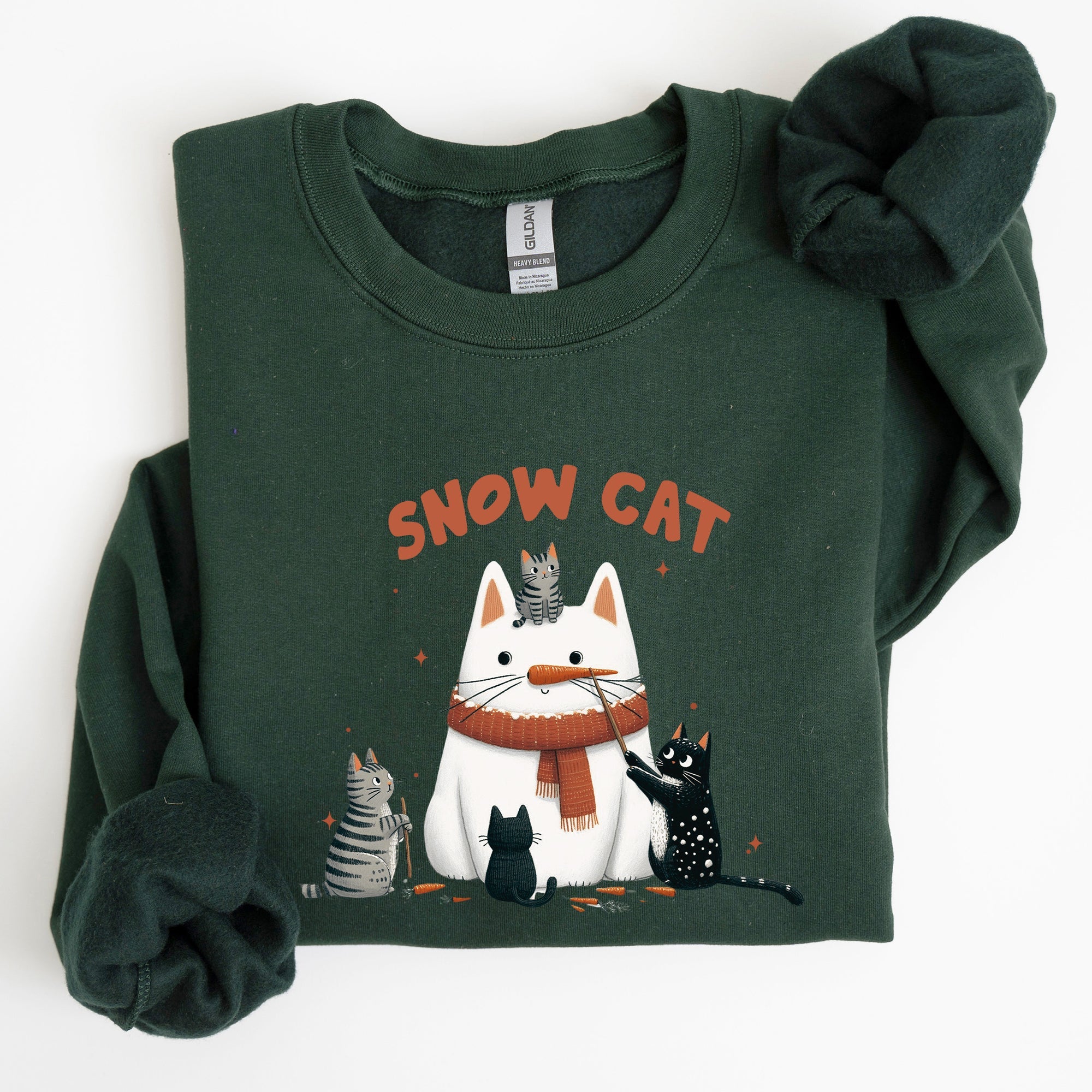 Snow Cat Snowman Cats Christmas Winter Festive Cozy Sweatshirt For Holiday Season