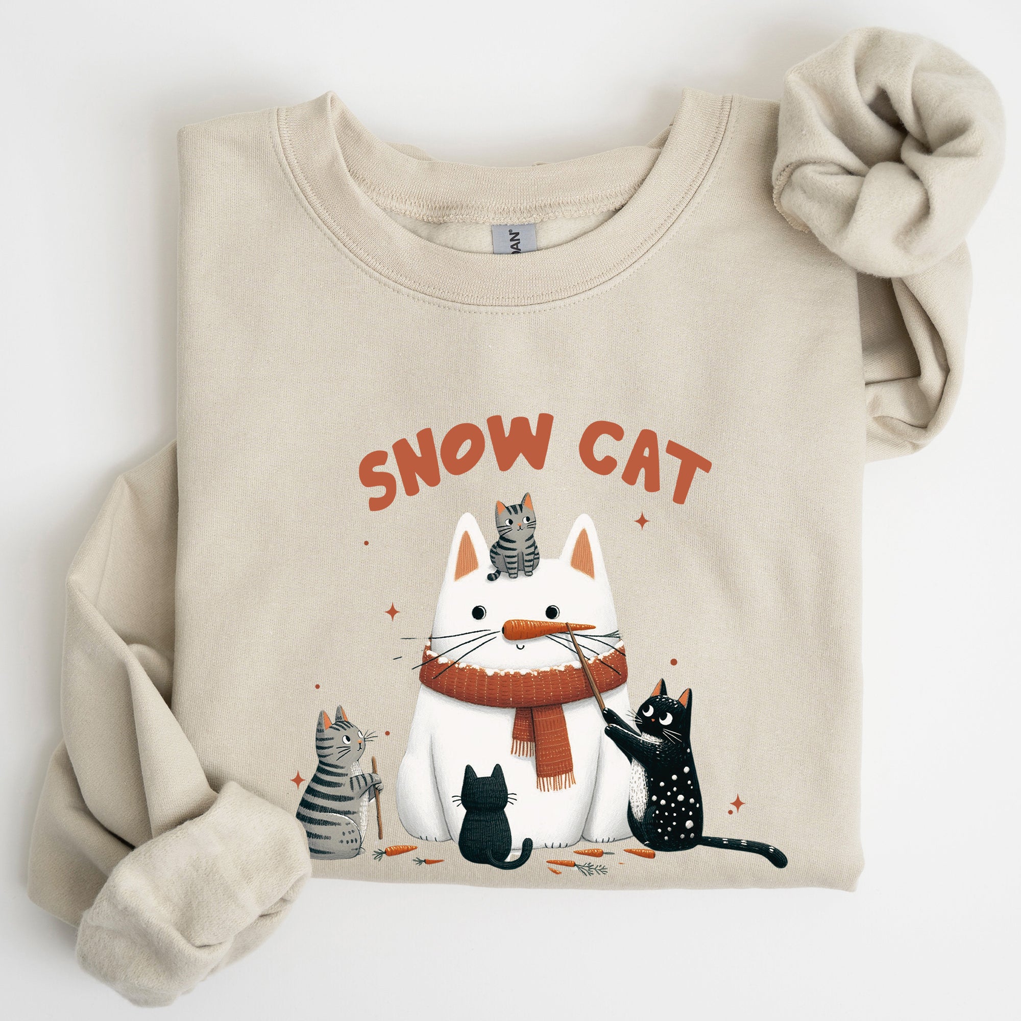 Snow Cat Snowman Cats Christmas Winter Festive Cozy Sweatshirt For Holiday Season