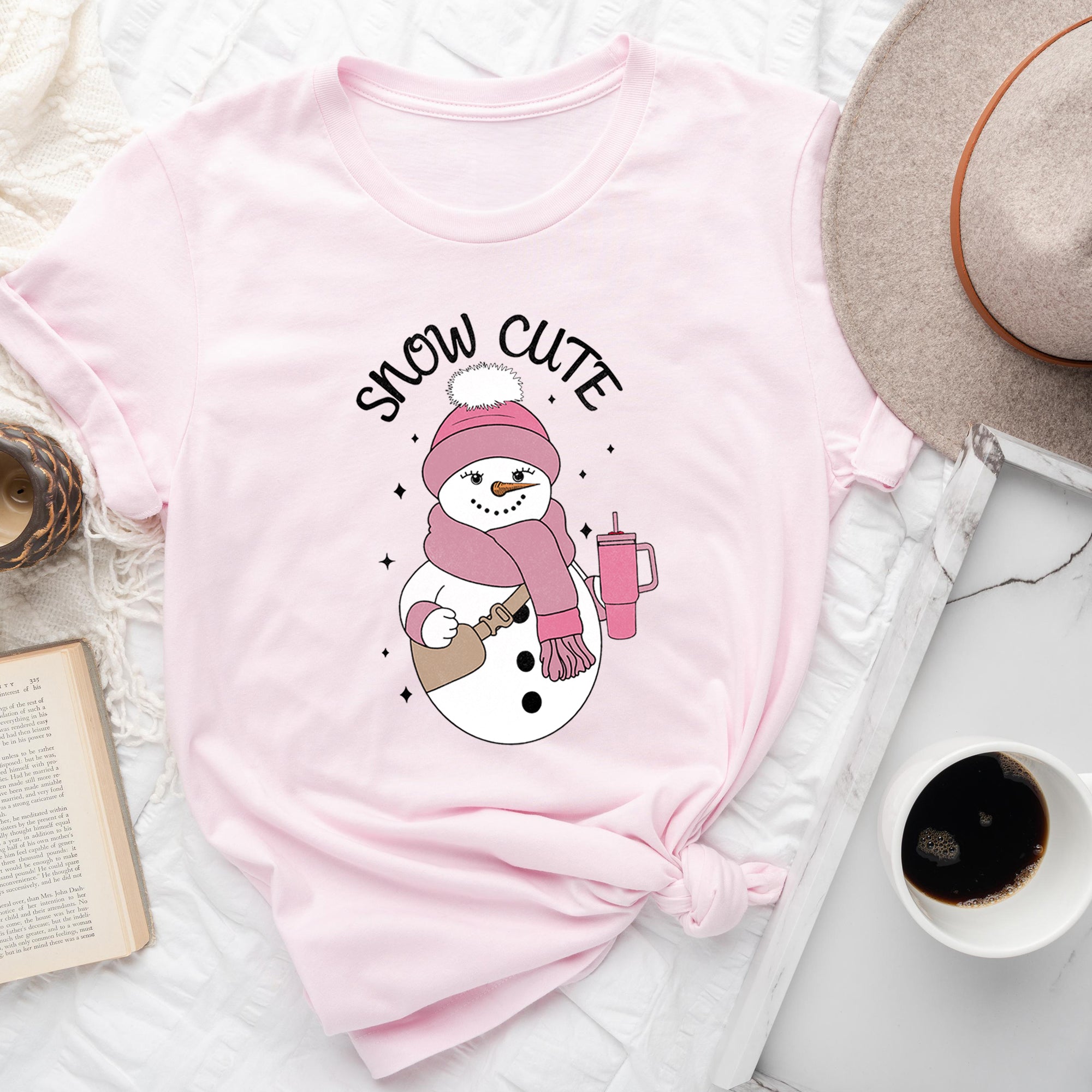 Snow Cute Bougie Snowman Christmas Festive Frosty Snow Buddy Cozy Holiday Character Graphic Tee