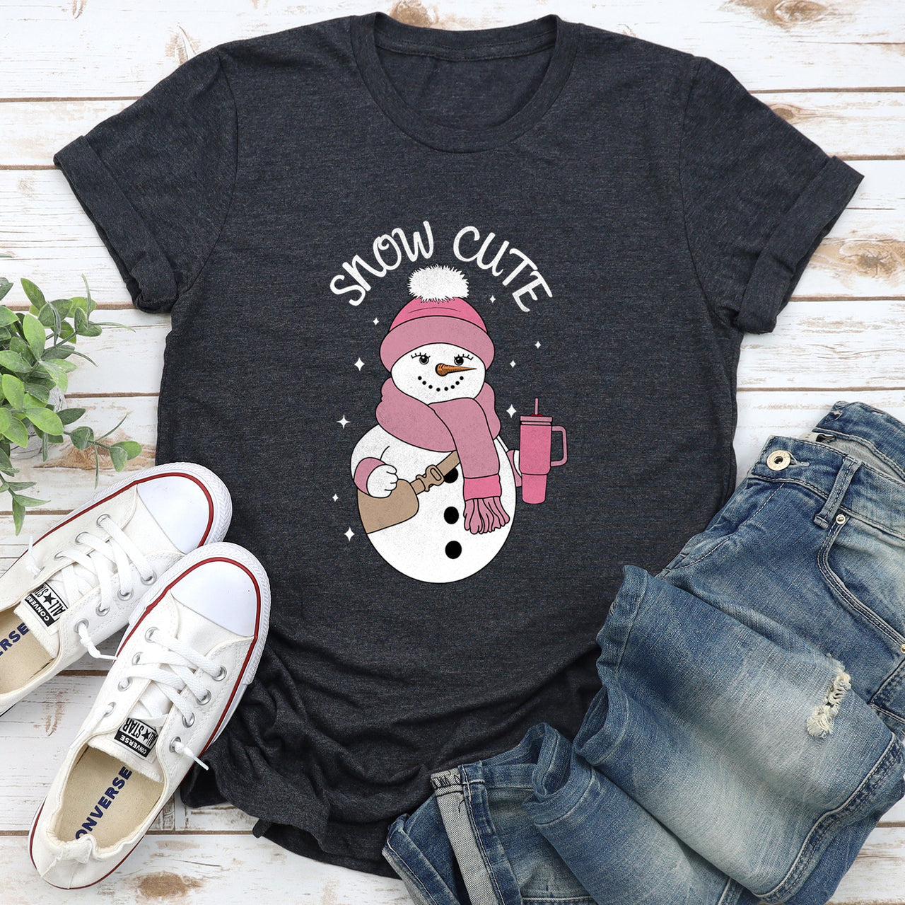 Snow Cute Bougie Snowman Christmas BooJee Holiday Edition Seasonal Collection Graphic Tee