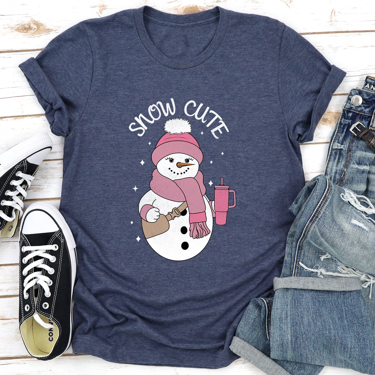 Snow Cute Bougie Snowman Christmas BooJee Holiday Edition Seasonal Collection Graphic Tee