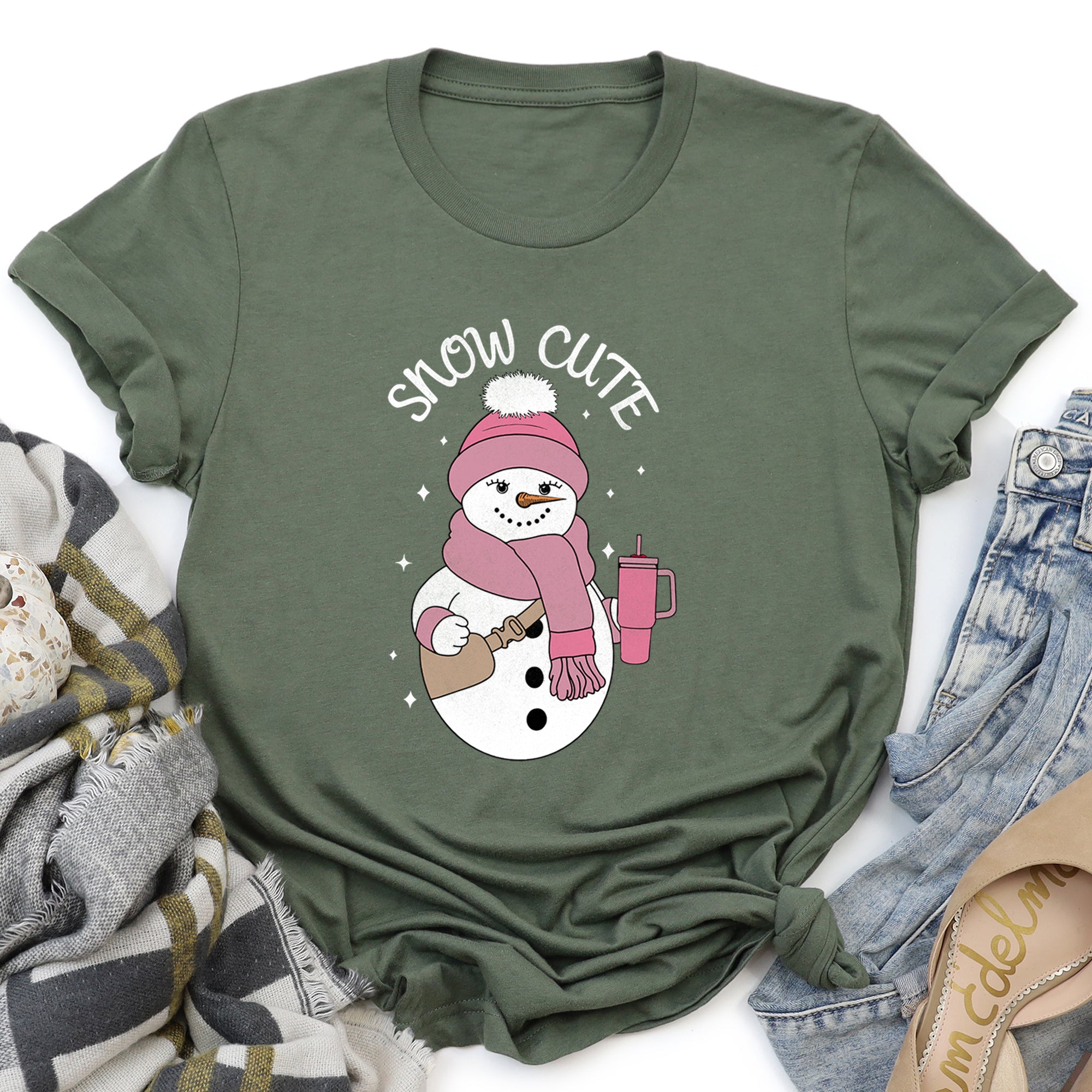 Snow Cute Bougie Snowman Christmas BooJee Holiday Edition Seasonal Collection Graphic Tee