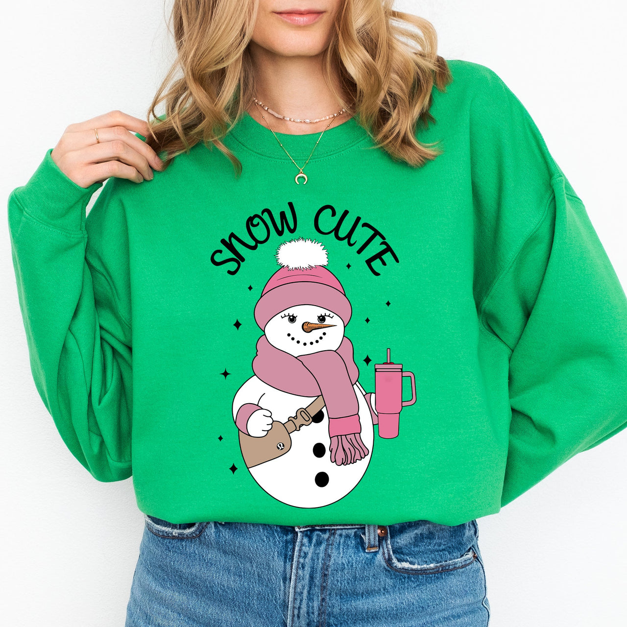 Snow Bougie Snowman Christmas Winter Xmas Festive Cozy Holiday Vibes Warm Seasonal Sweatshirt