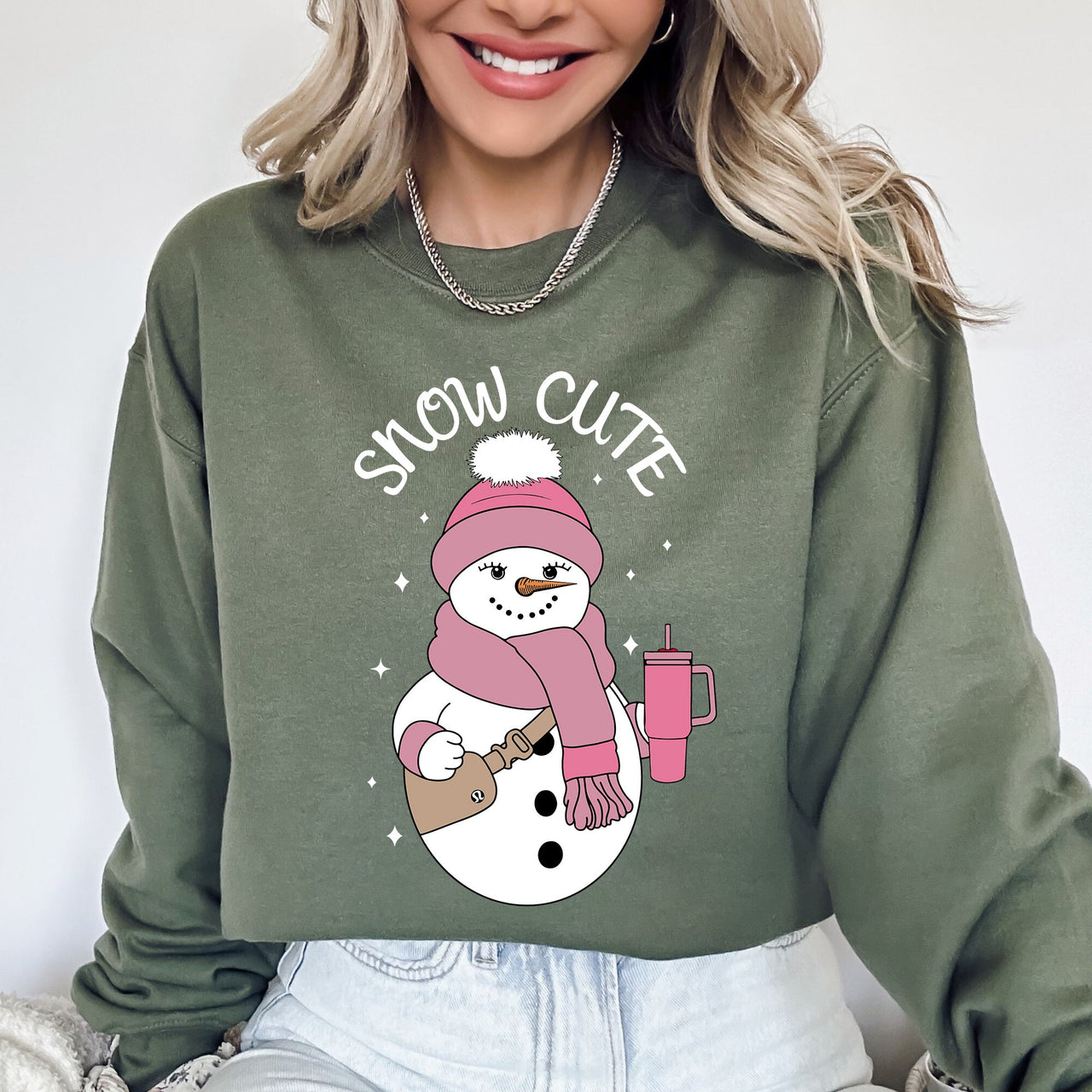 Snow Bougie Snowman Christmas Winter Xmas Festive Cozy Holiday Vibes Warm Seasonal Sweatshirt