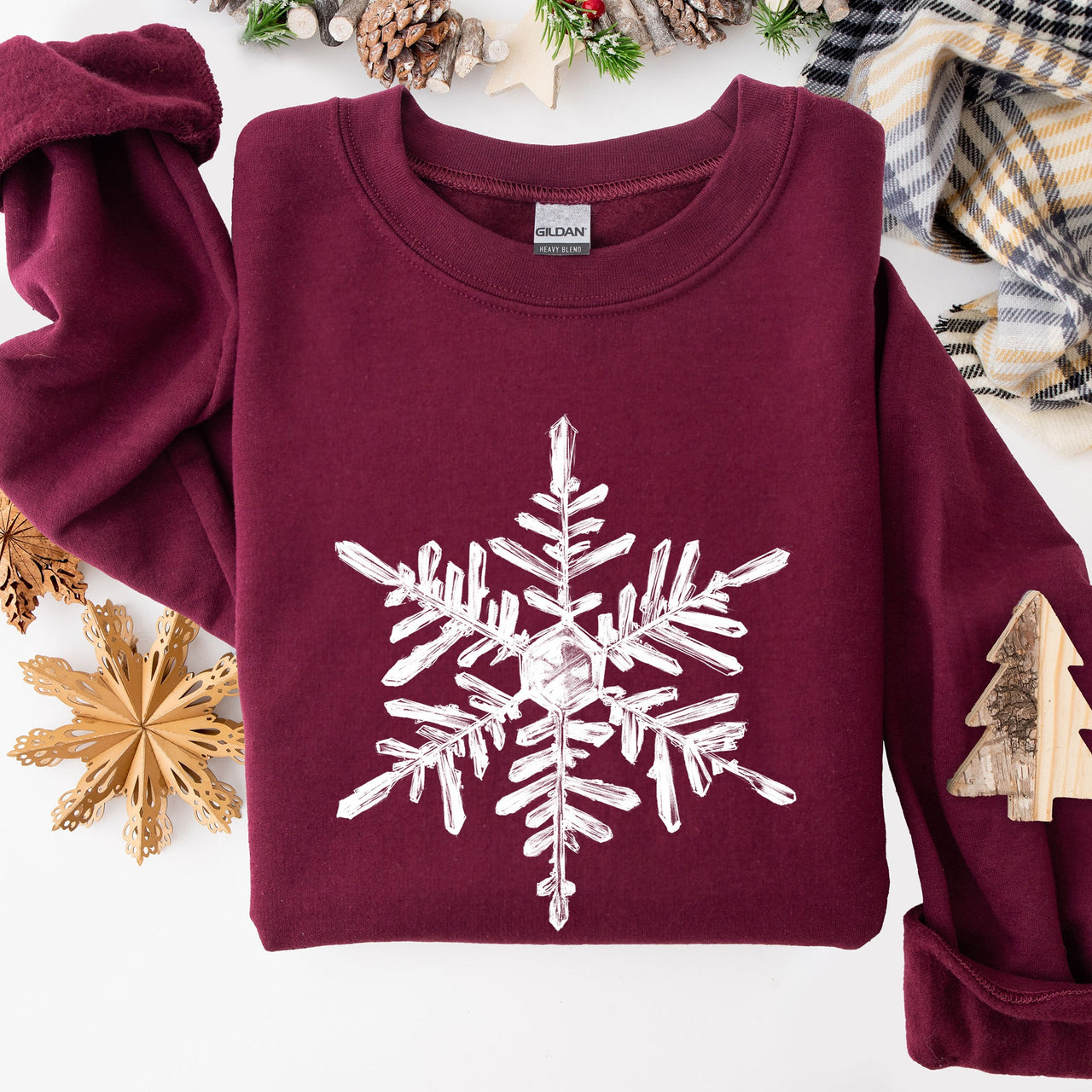 Snowflake Beautiful Winter Christmas Snow Xmas Cozy Holiday Pattern Graphic Sweatshirt