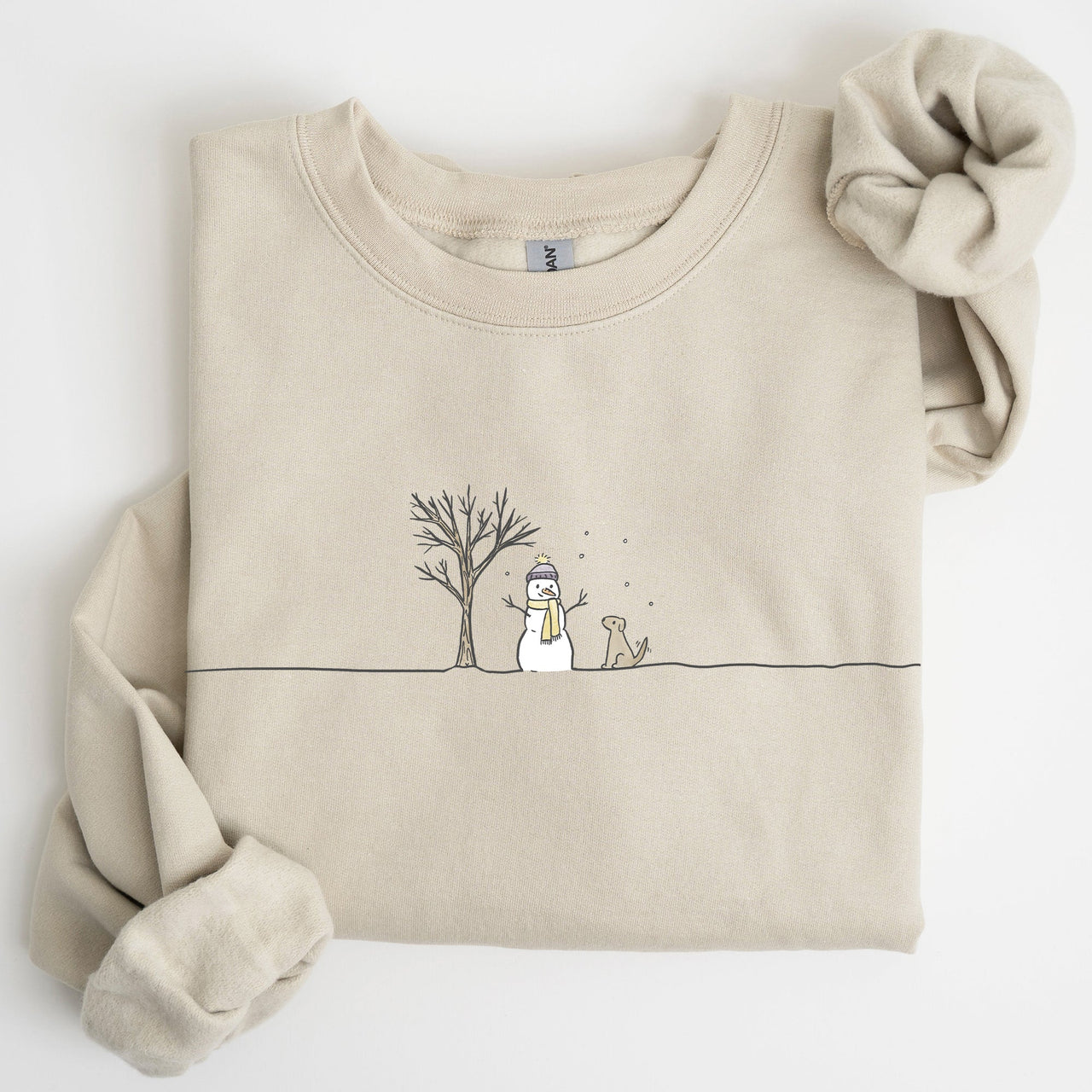Snowman, Dog, Christmas, Winter, Santa, Xmas, Snow Graphic For Winter Holidays Sweatshirt