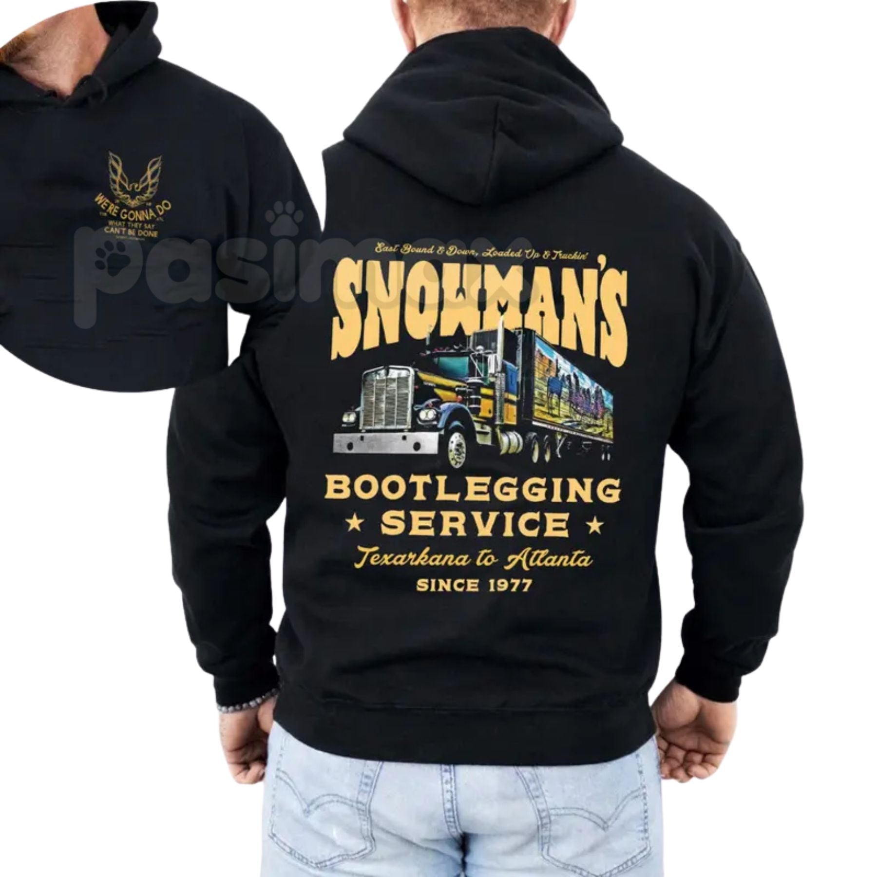 Snowman's Bootlegging Service 2-Sided Hoodie – Vintage Moonshine Graphic Pullover, Country & Outlaw Culture Apparel, Unisex