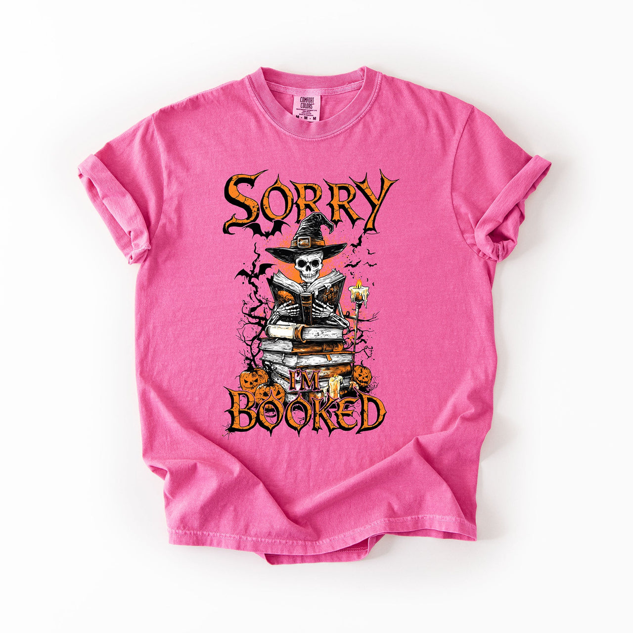 Sorry I'm Booked Skeleton Halloween Library Reading Edition Exclusive Comfort Colors Tee