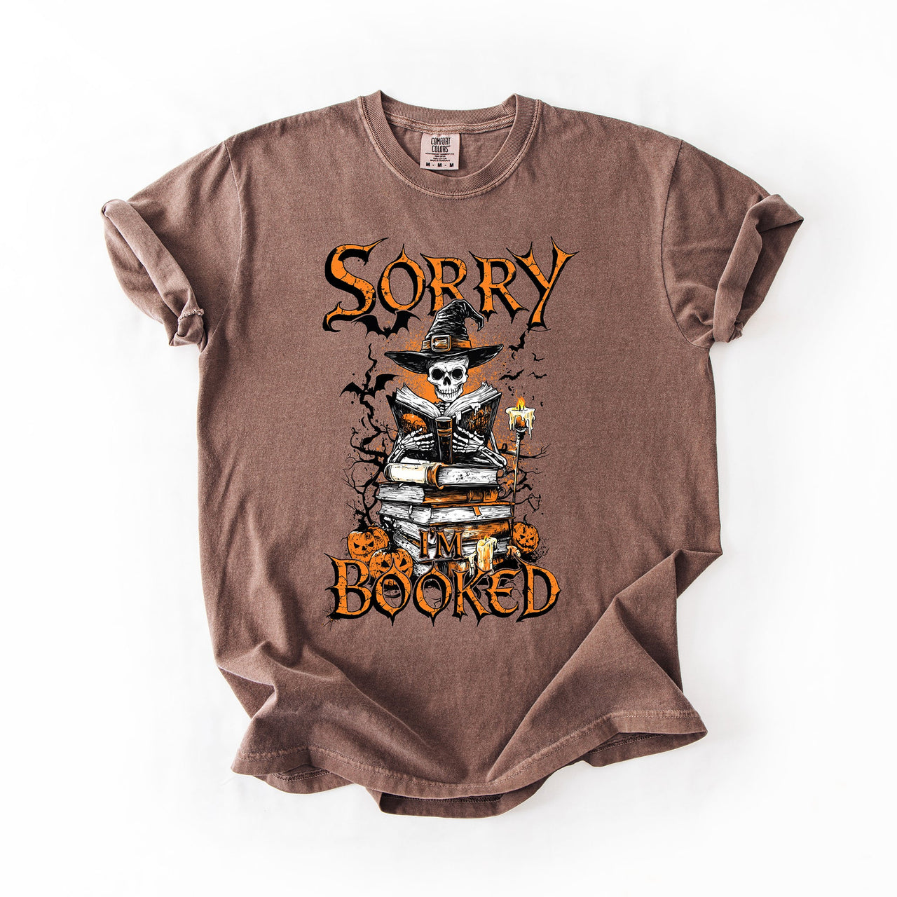 Sorry I'm Booked Skeleton Halloween Library Reading Edition Exclusive Comfort Colors Tee