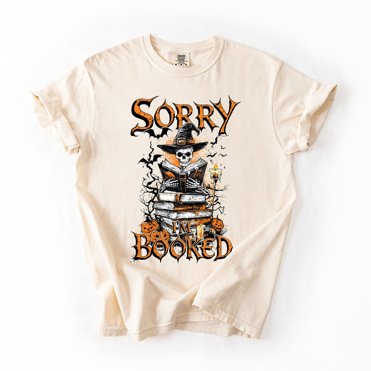 Sorry I'm Booked Skeleton Halloween Library Reading Edition Exclusive Comfort Colors Tee