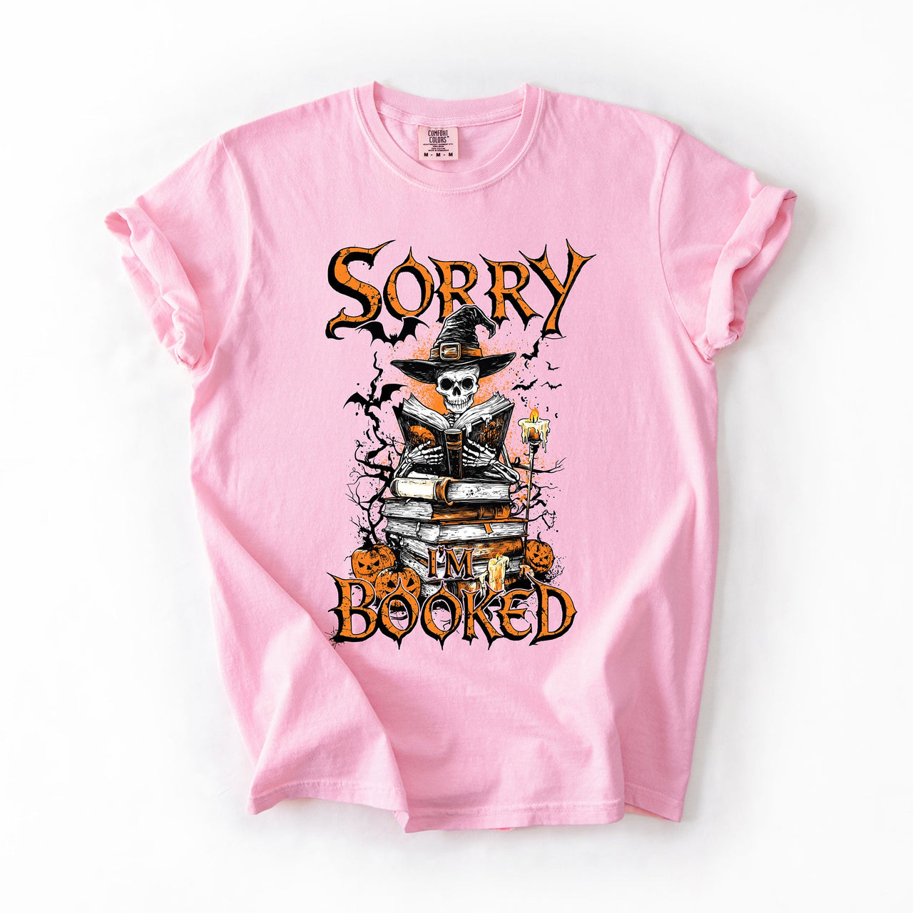 Sorry I'm Booked Skeleton Halloween Library Reading Edition Exclusive Comfort Colors Tee