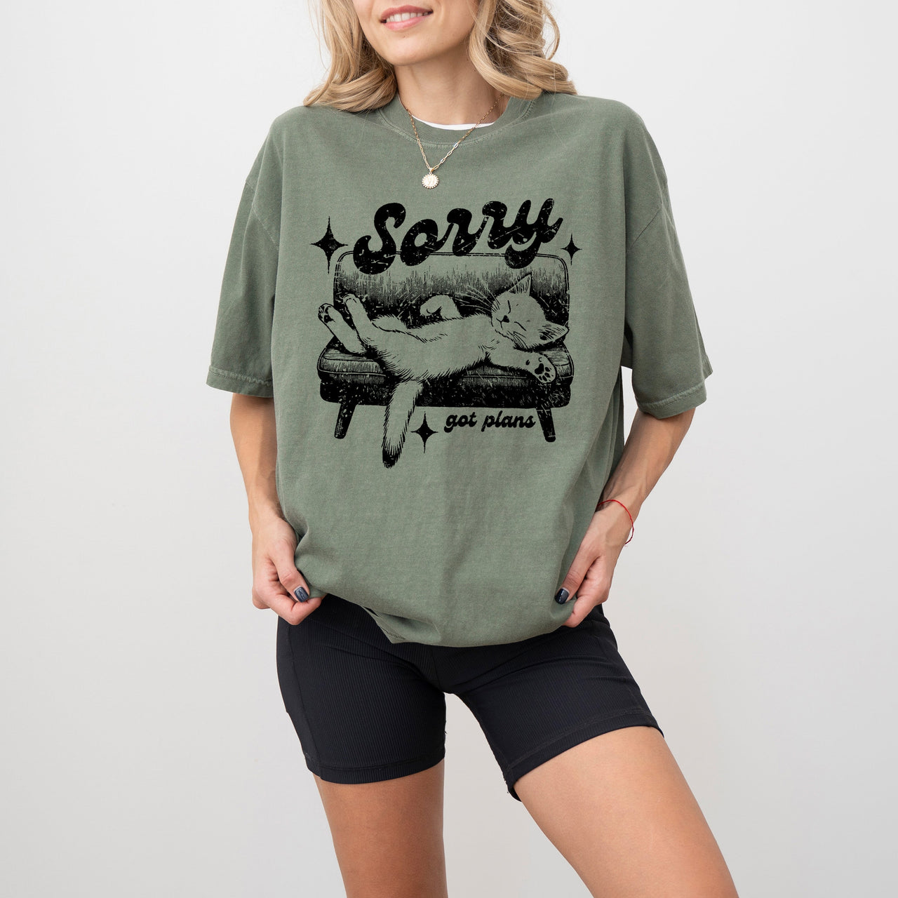 Sorry, Got Plans Lazy Cat Aesthetic Meme For Cat Lovers Who Embrace Cozy Vibes Comfort Colors Tee
