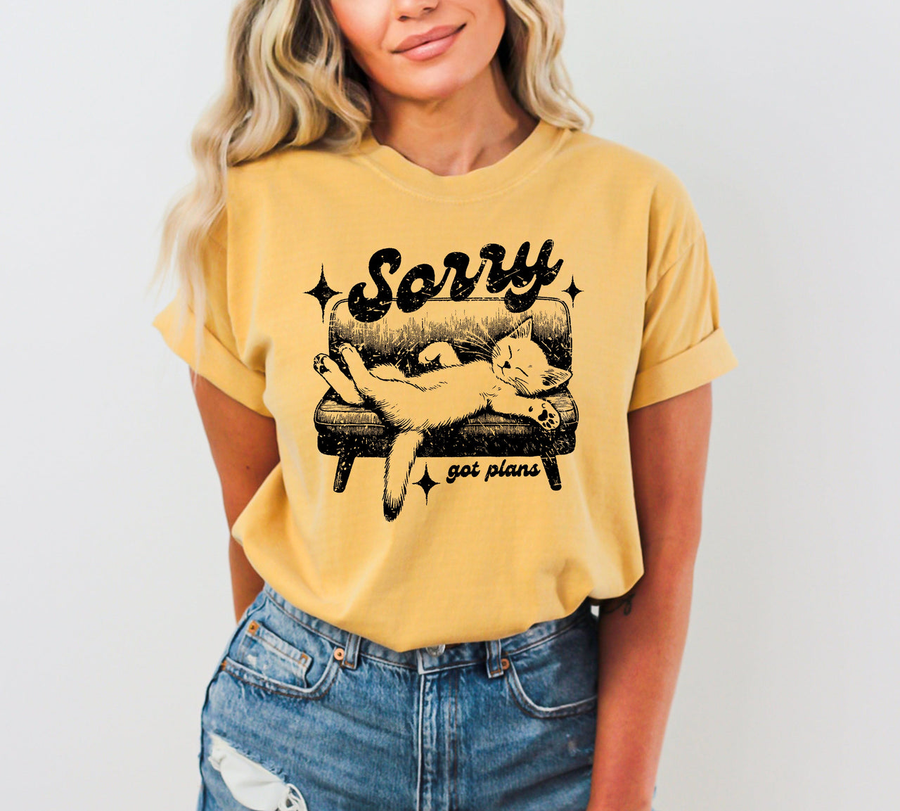 Sorry, Got Plans Lazy Cat Aesthetic Meme For Cat Lovers Who Embrace Cozy Vibes Comfort Colors Tee