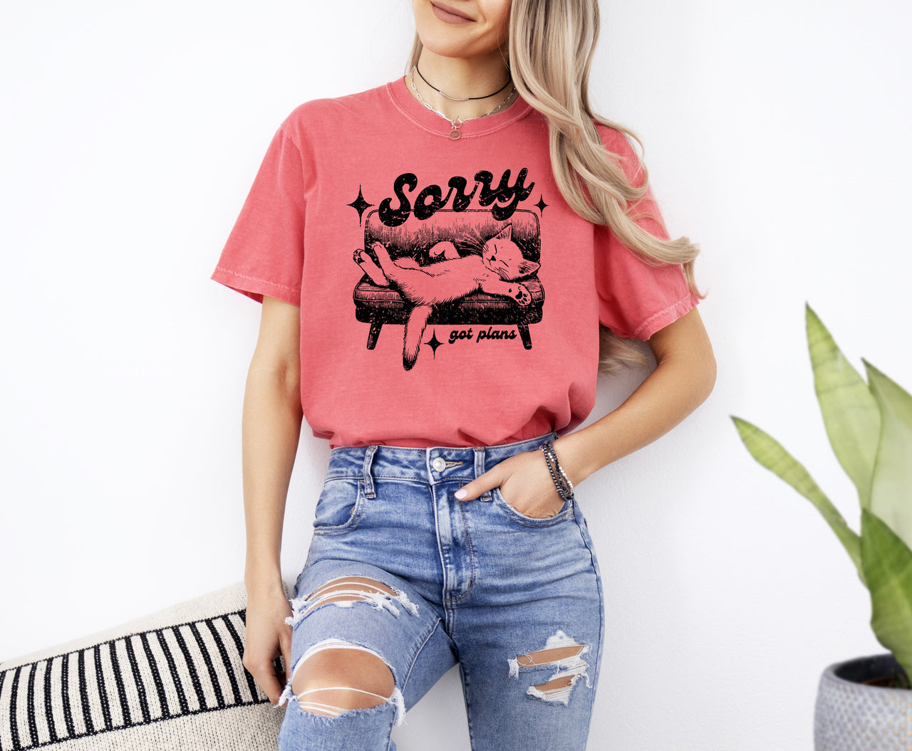 Sorry, Got Plans Lazy Cat Aesthetic Meme For Cat Lovers Who Embrace Cozy Vibes Comfort Colors Tee