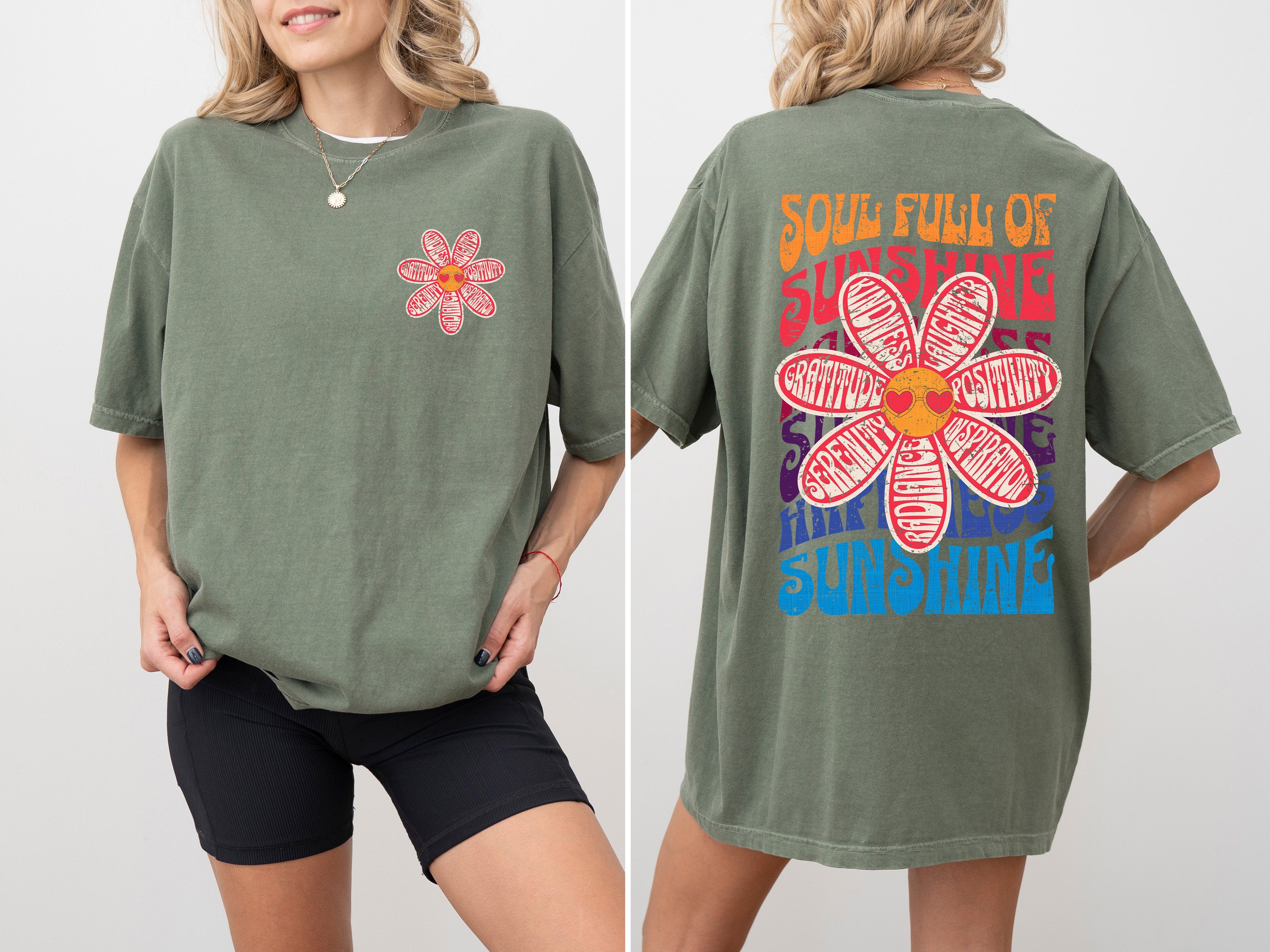 Soul Full Of Sunshine Happiness Serenity Radiance Inspiration Positivity Flowers Love Comfort Colors Tee